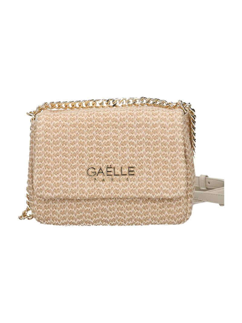 GAELLE PARIS Borsa Mini Shoulder Strap Raffia Lurex-Beige