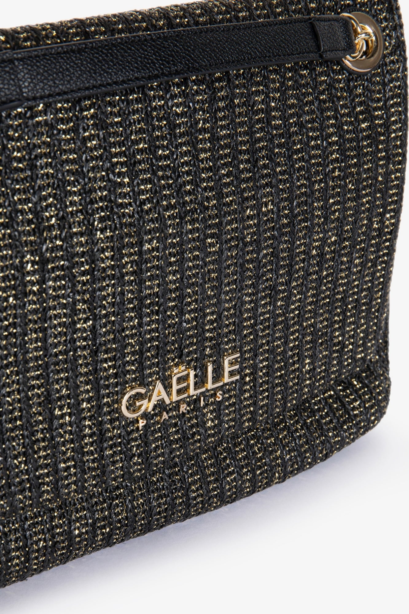 GAELLE PARIS Borsa Regular Shoulder Strap Raffia Lurex-Nero