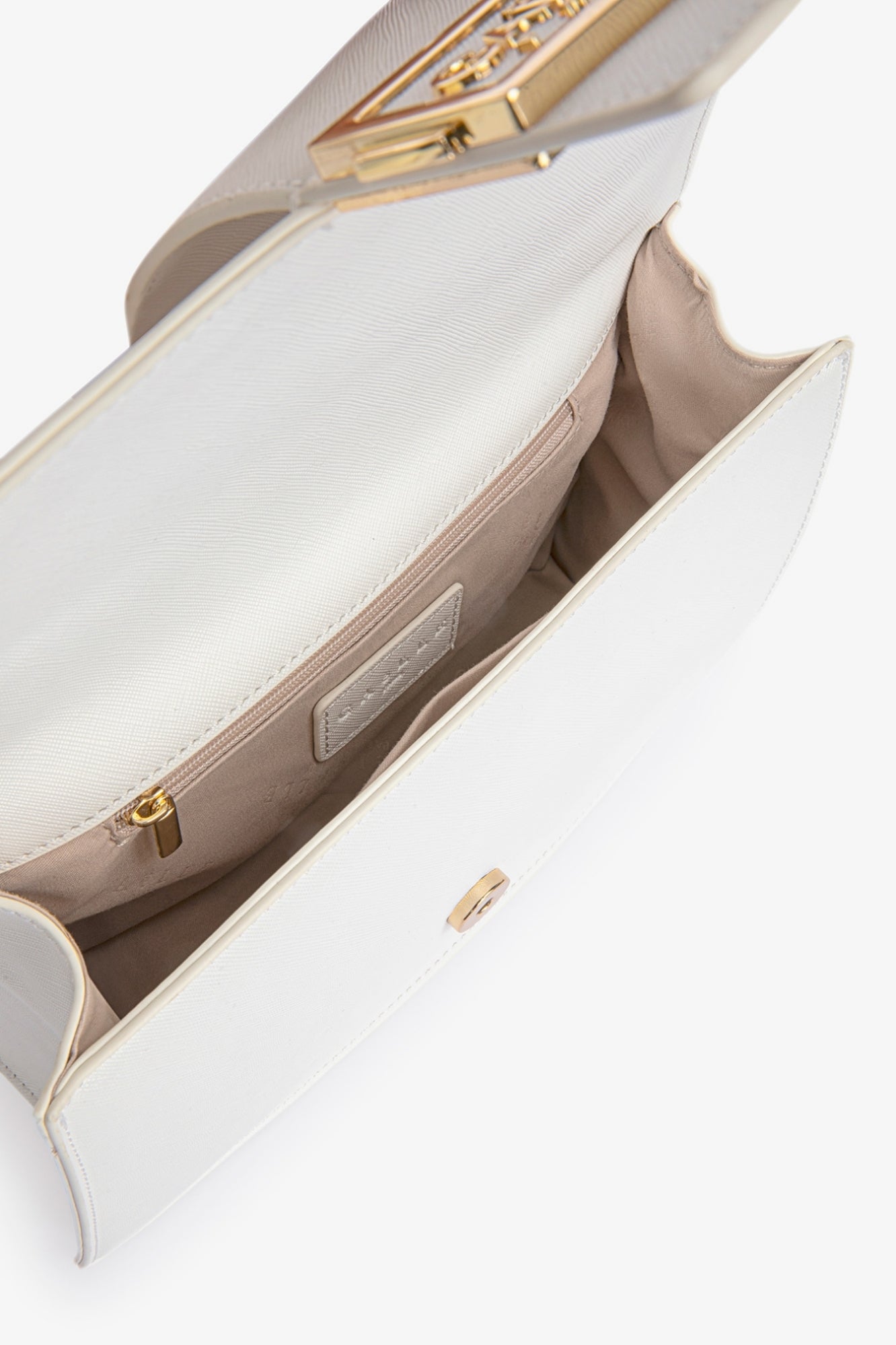 GAELLE PARIS Borsa REGULAR SHOULDER STRAP Mini Metalo Logo-Bianco