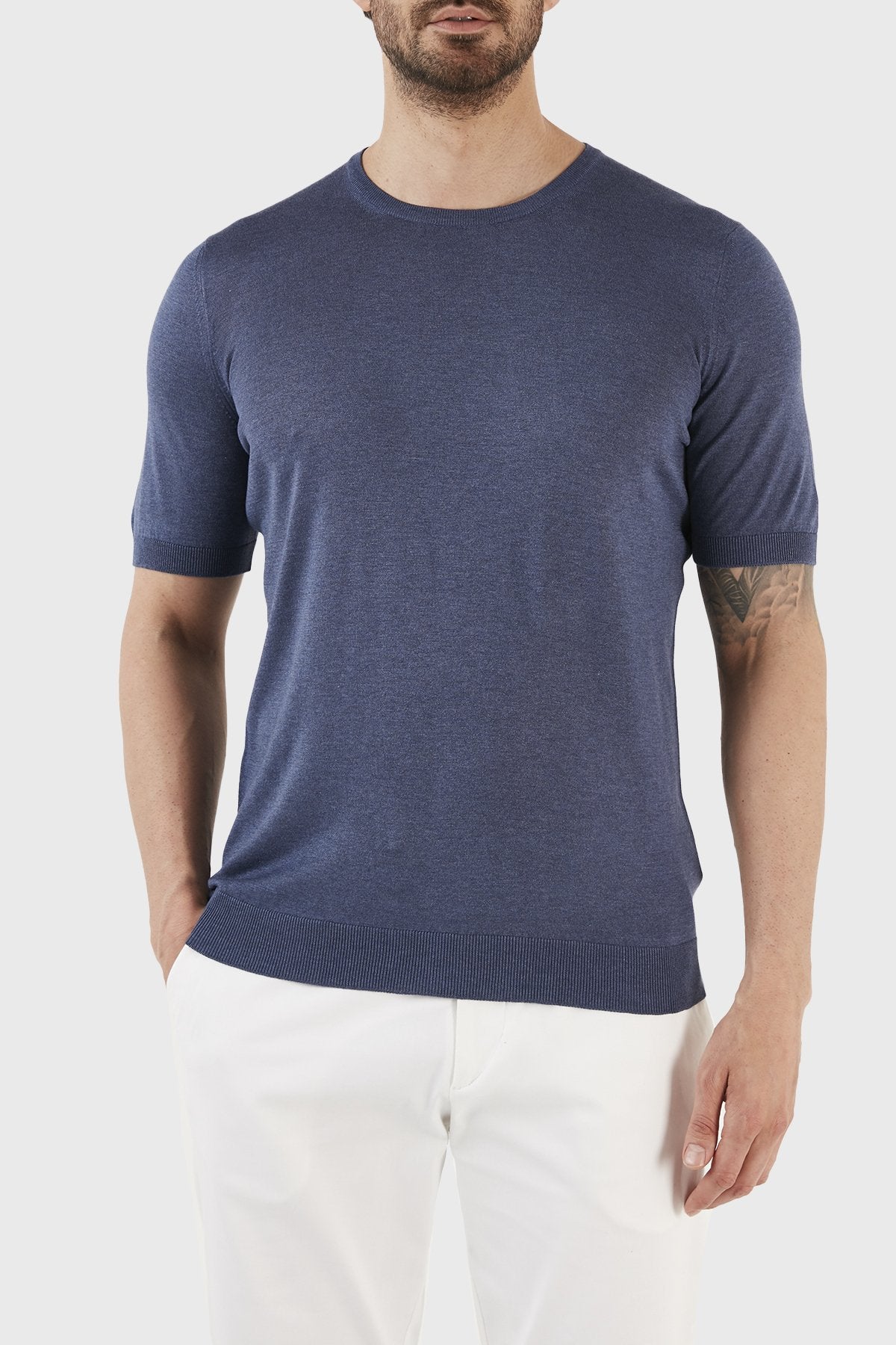 GRAN SASSO T-Shirt Uomo Maglia Seta-Blu