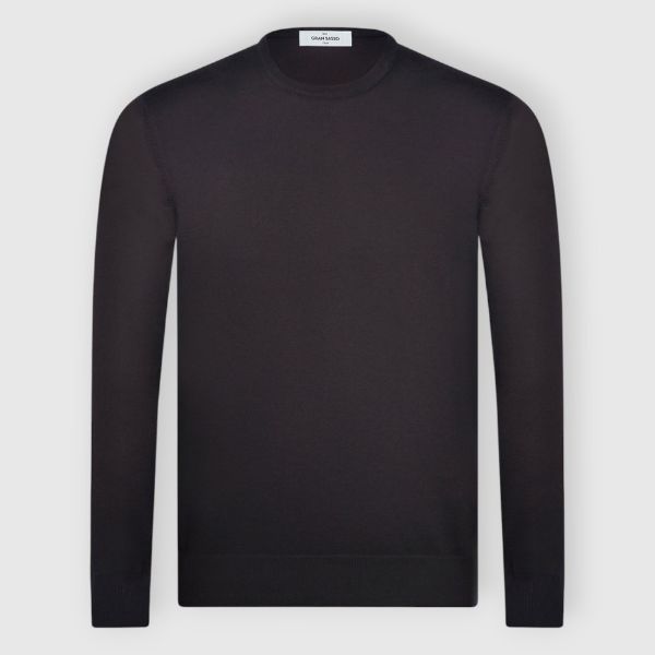 GRAN SASSO Maglia Uomo Girocollo Cotone-Nero