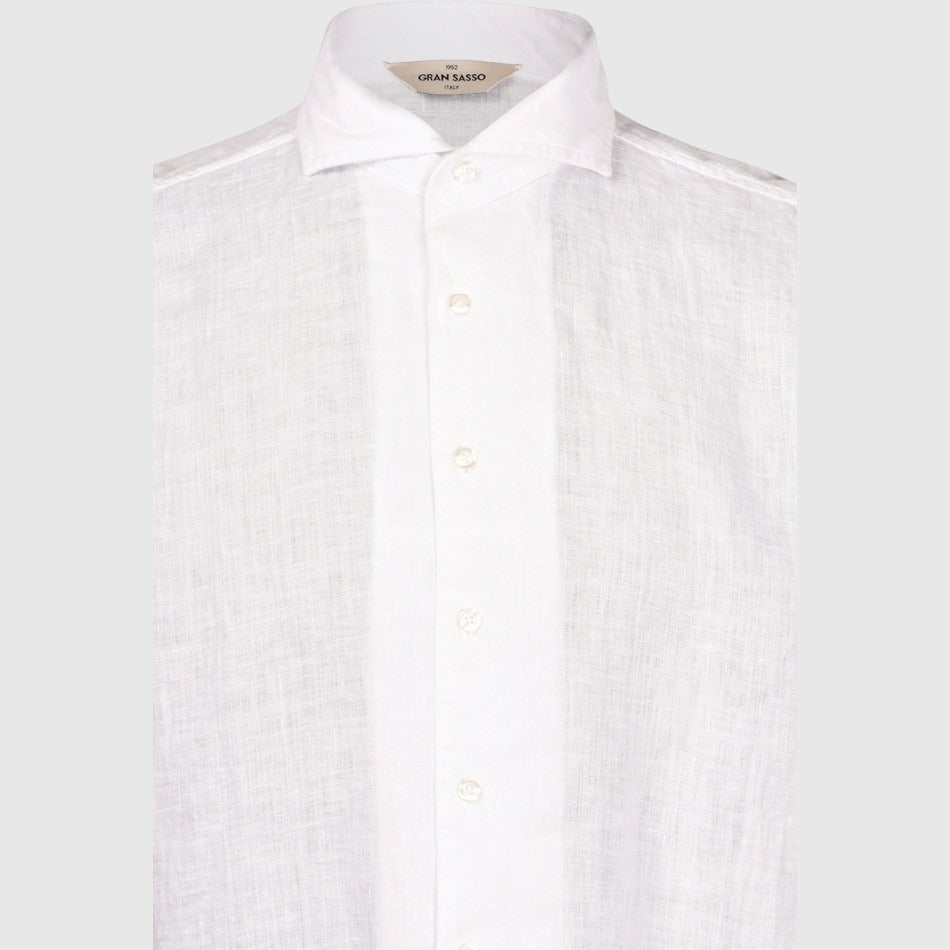 GRAN SASSO Camicia Uomo Lino Maniche Lunghe-Bianco