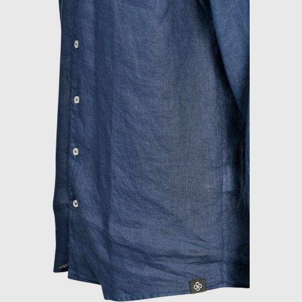 GRAN SASSO Camicia Uomo Lino Maniche Lunghe-Blu Denim
