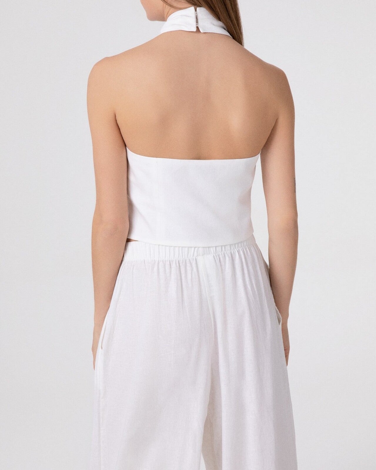HINNOMINATE Top Donna Lino Incrocio Collo-Bianco