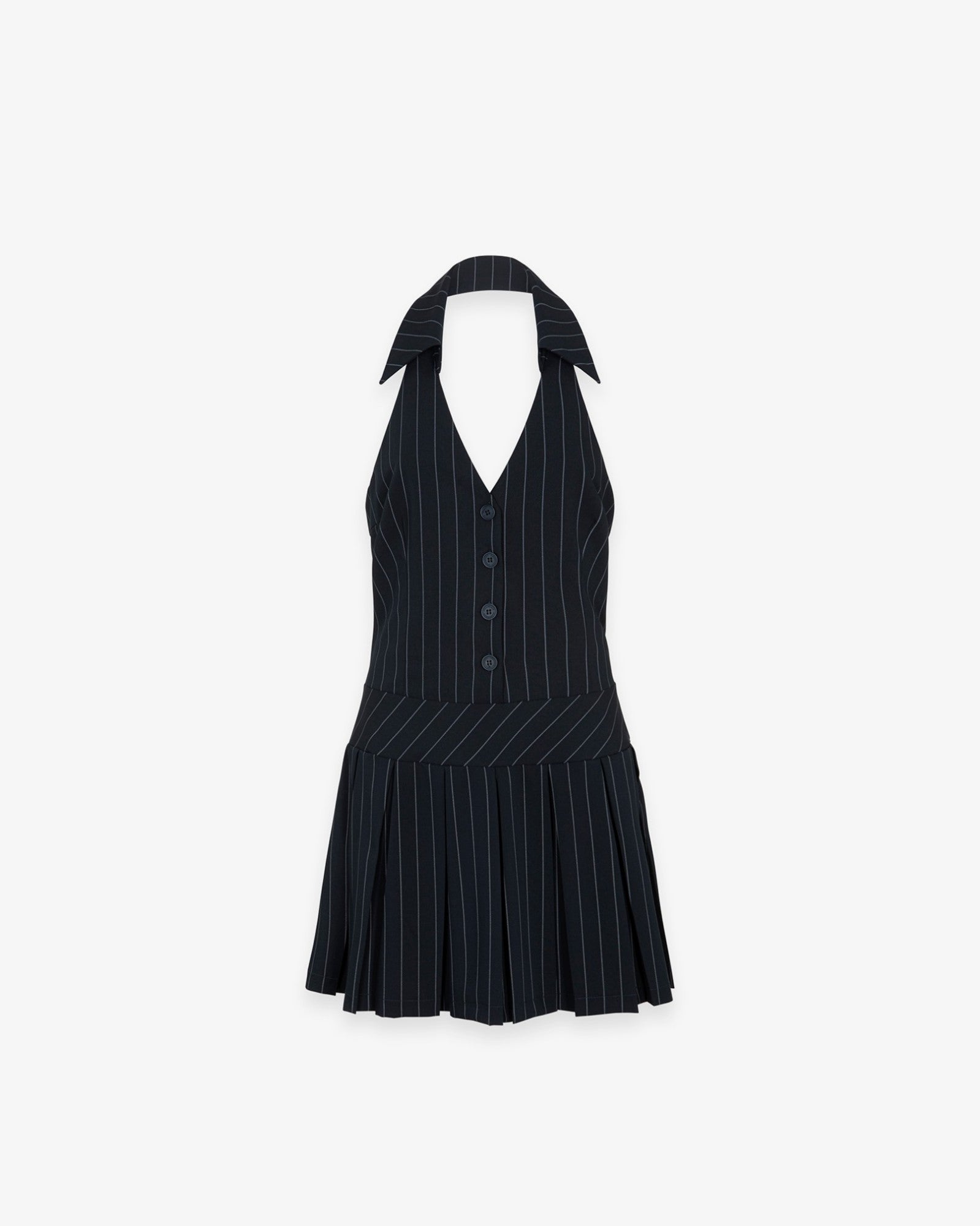 HINNOMINATE Abito Corto Donna Gessato-Blu