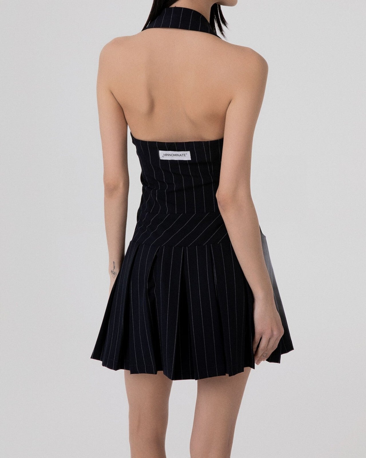 HINNOMINATE Abito Corto Donna Gessato-Blu
