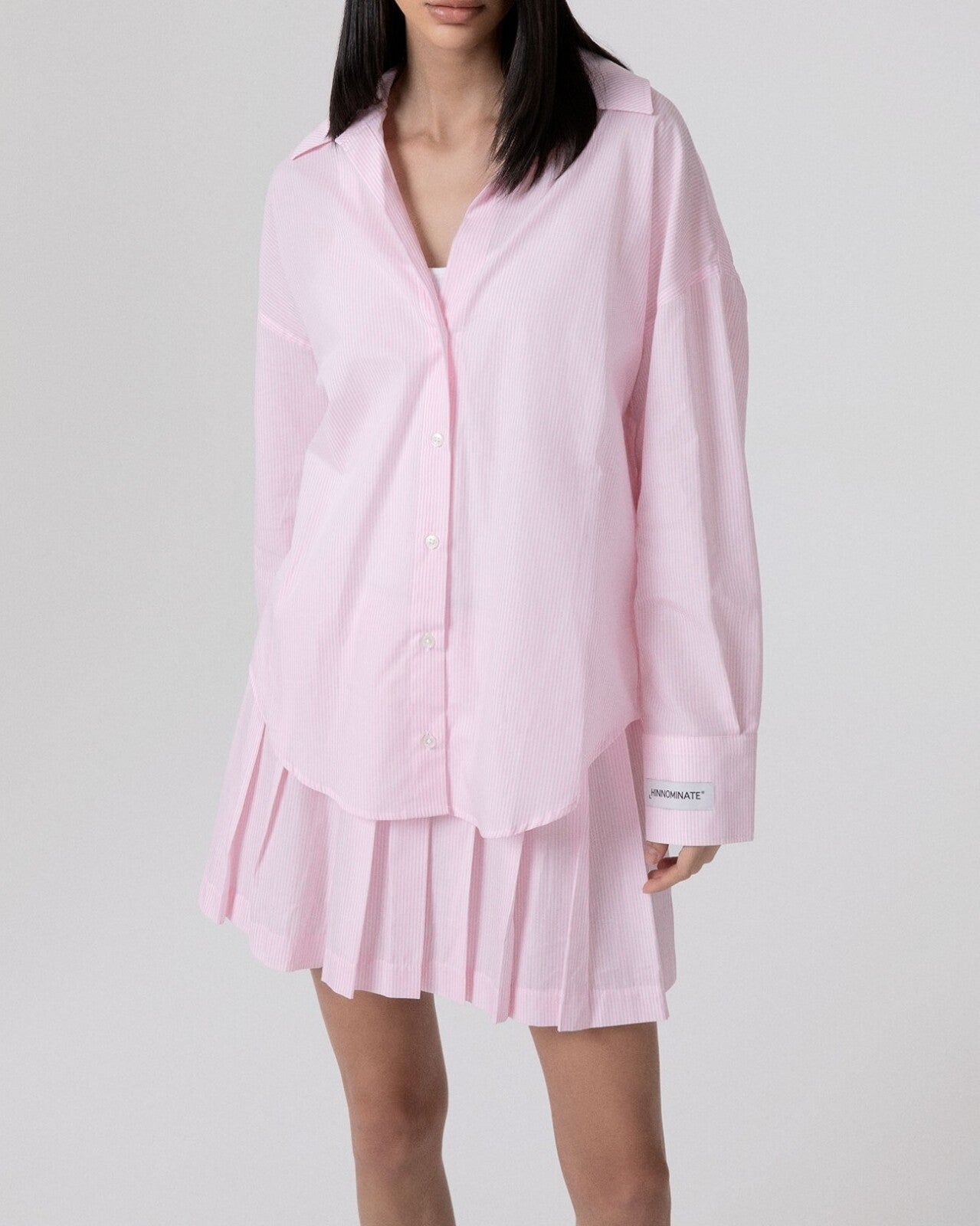HINNOMINATE Camicia Donna Righe Cotone-Nude