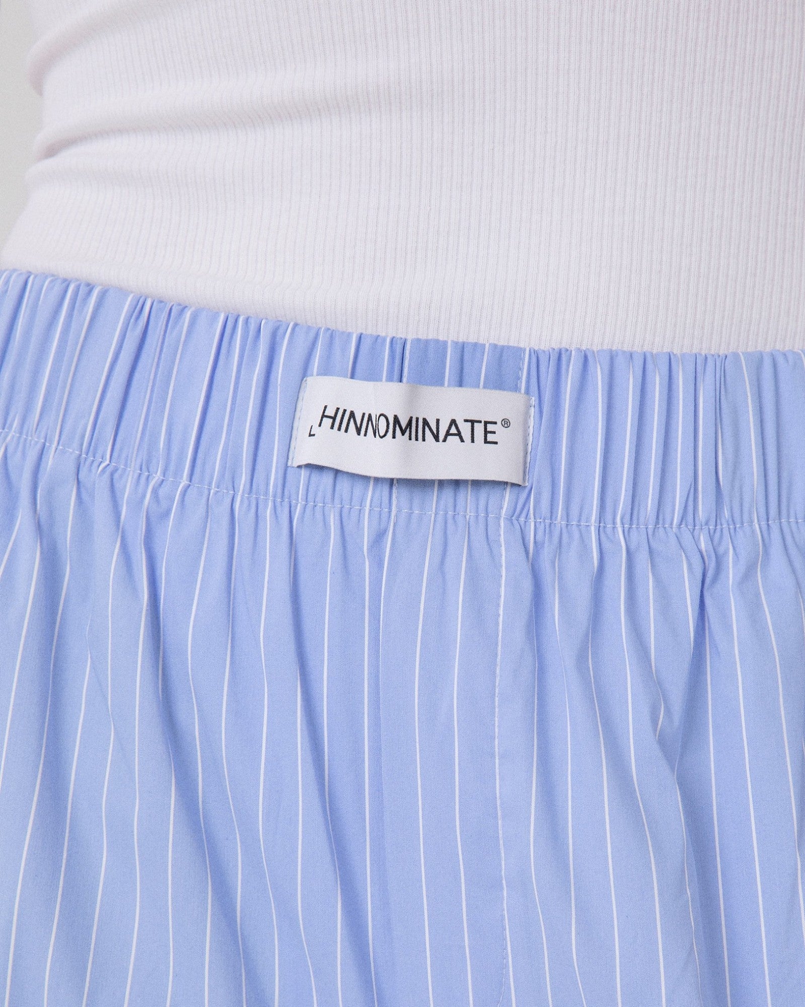 HINNOMINATE Pantalone Donna Cotone Righe Dritto-Azzurro