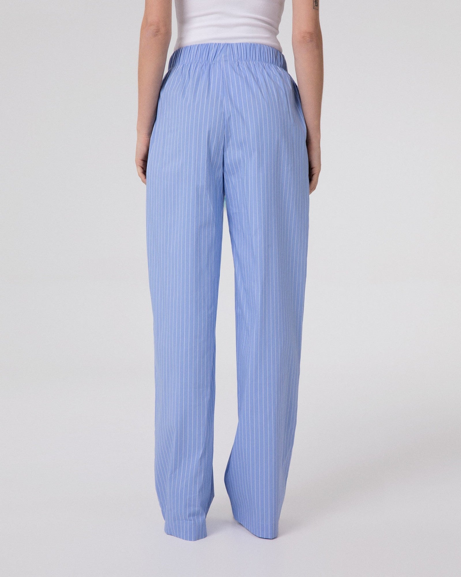 HINNOMINATE Pantalone Donna Cotone Righe Dritto-Azzurro