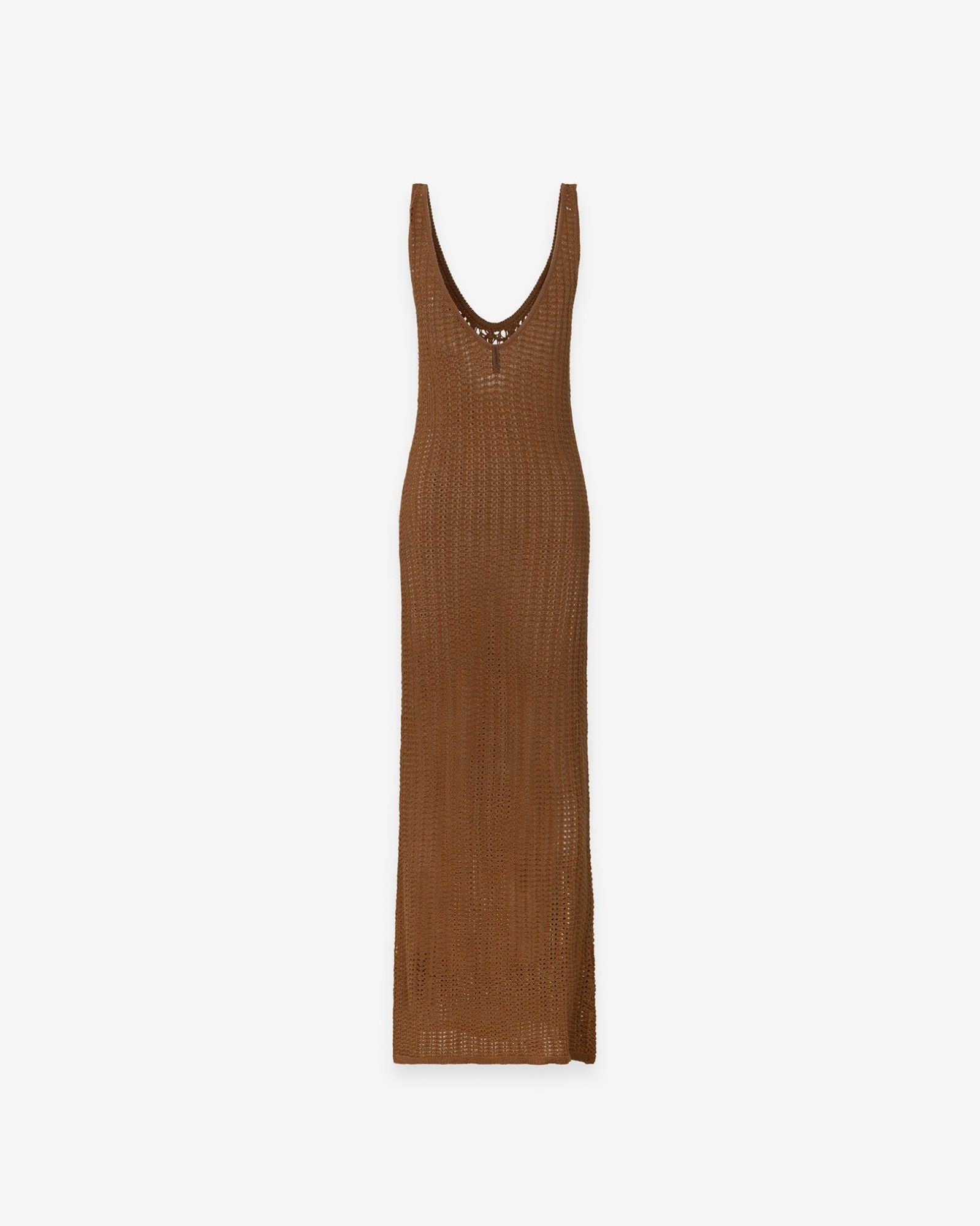 HINNOMINATE Abito Lungo DOnna Maglia Traforata Smanicato-Moka