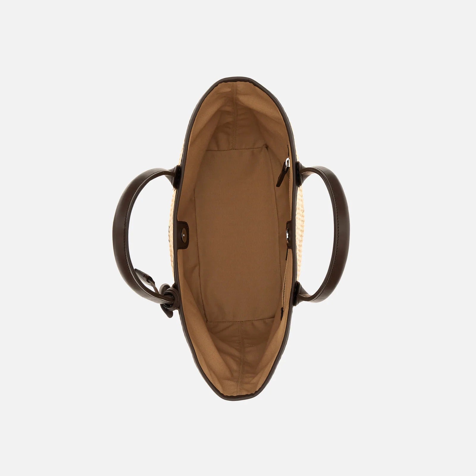 HOGAN Borsa Shopping Address Piccola Raffia-Marrone Avorio