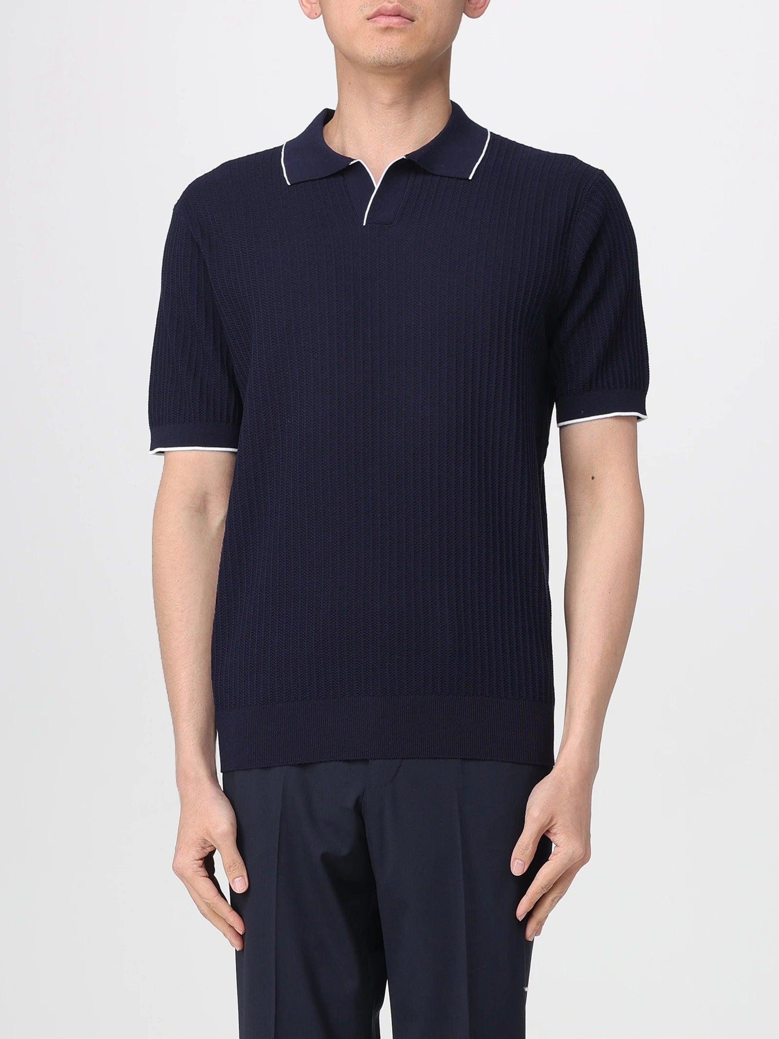 KANGRA Polo Uomo Cotone Punto Spirale-Blu