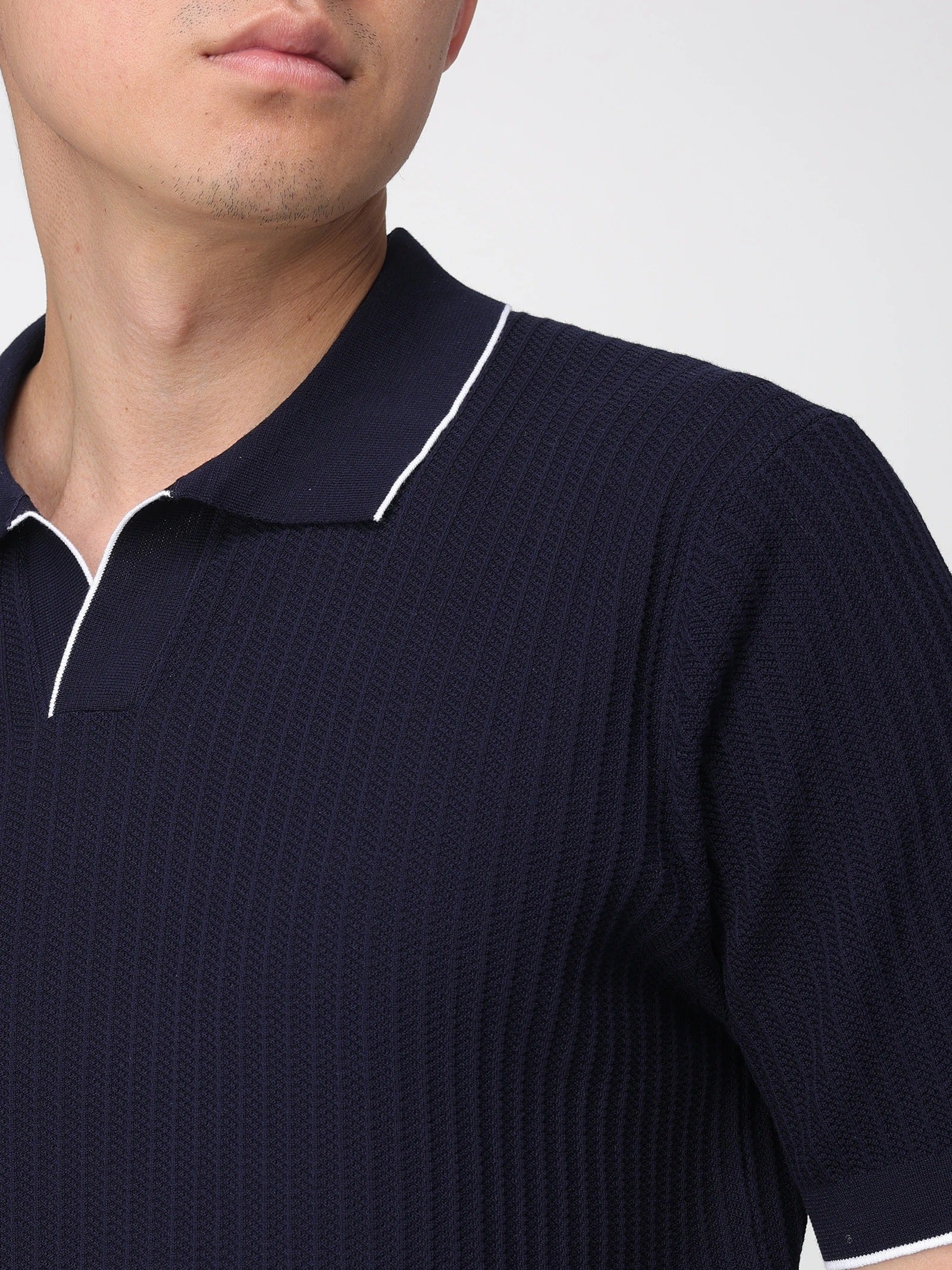 KANGRA Polo Uomo Cotone Punto Spirale-Blu