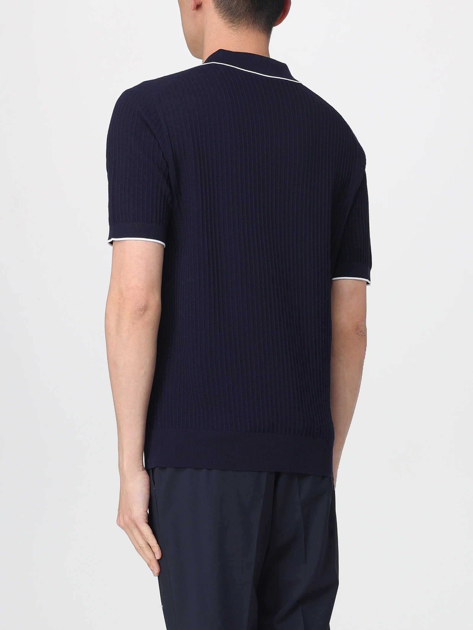 KANGRA Polo Uomo Cotone Punto Spirale-Blu