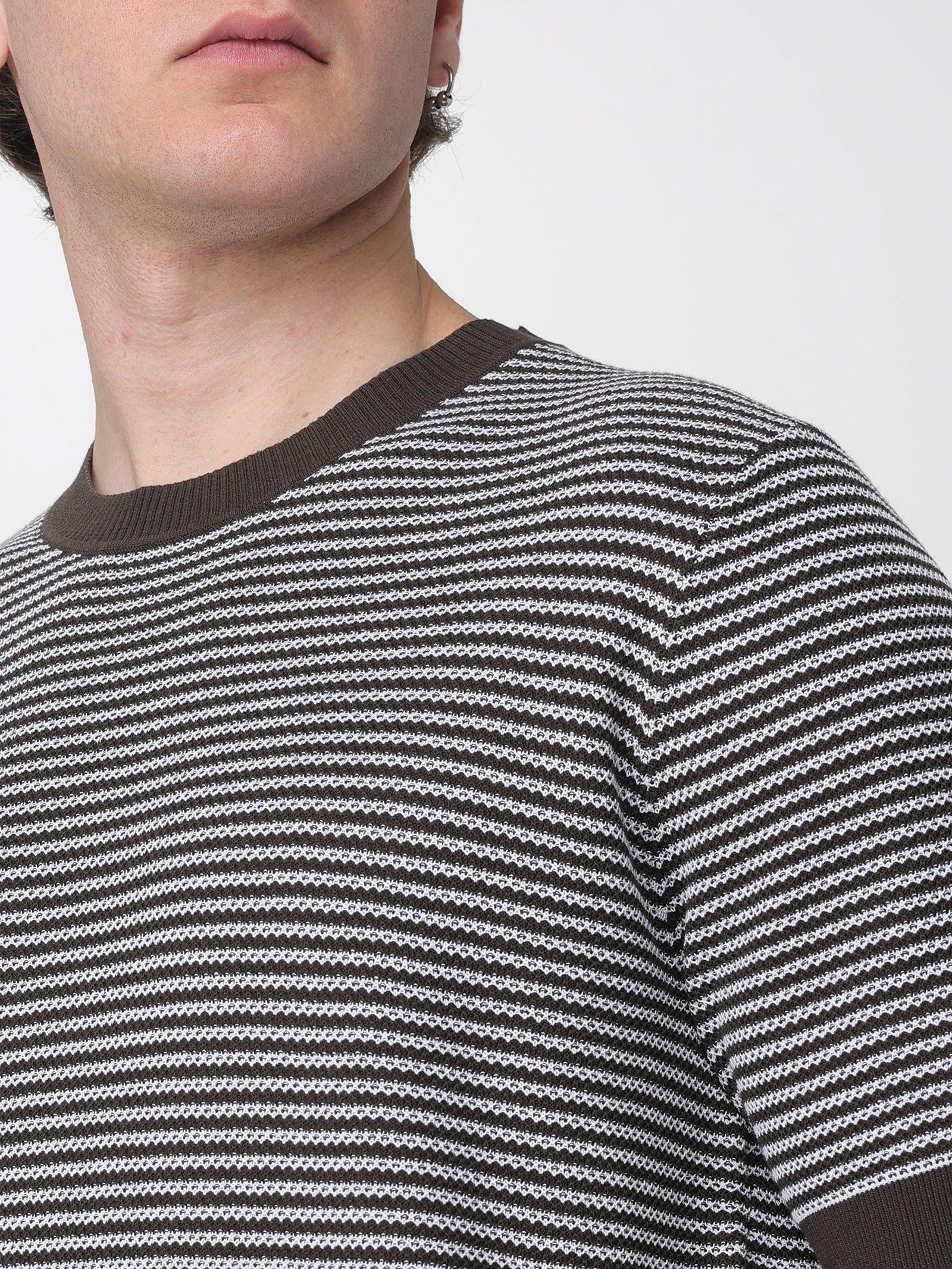 KANGRA MAglia Uomo Cotone Righe-Caffè