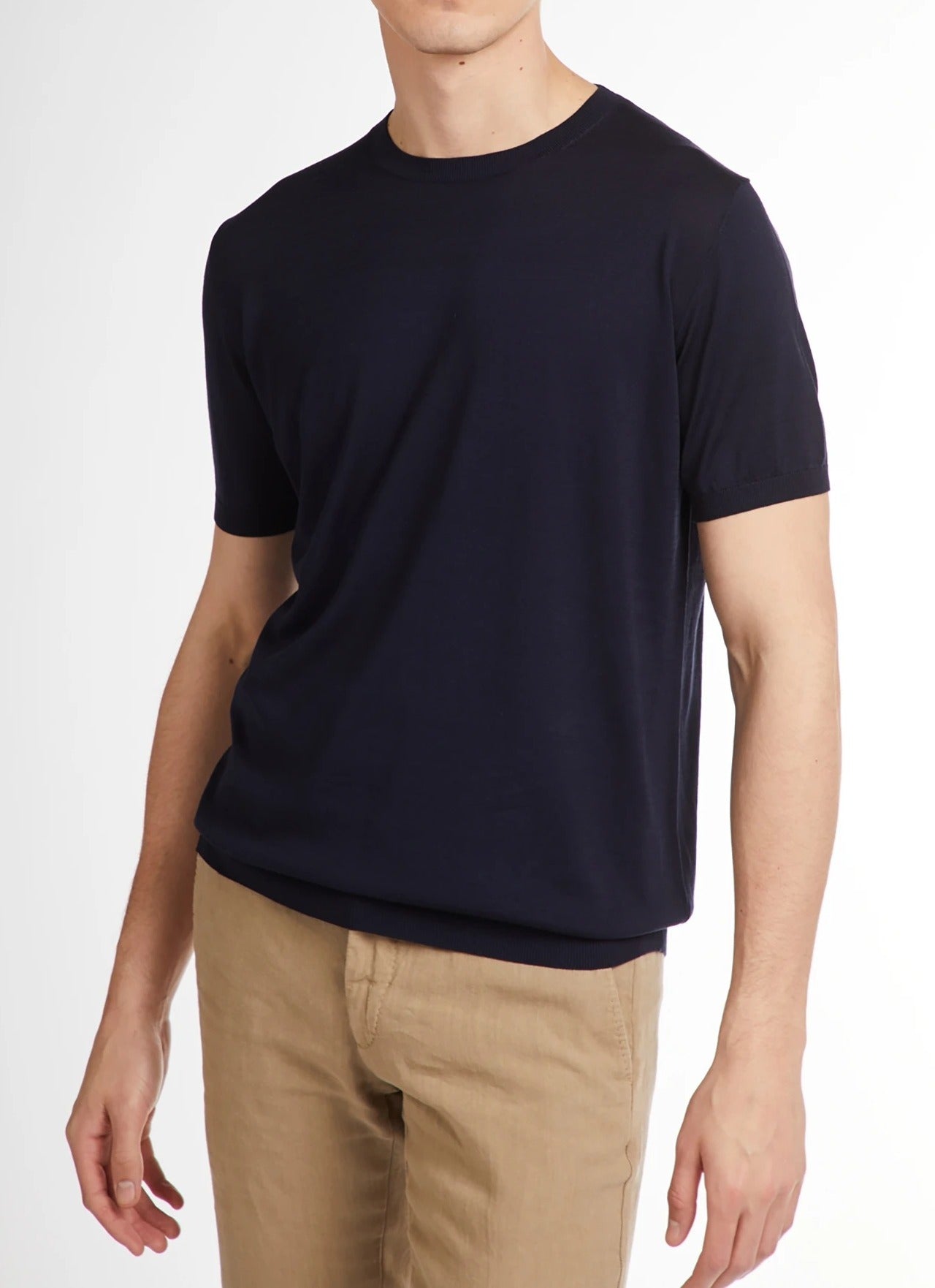 KANGRA Maglia Girocollo Seta Cotone-Blu