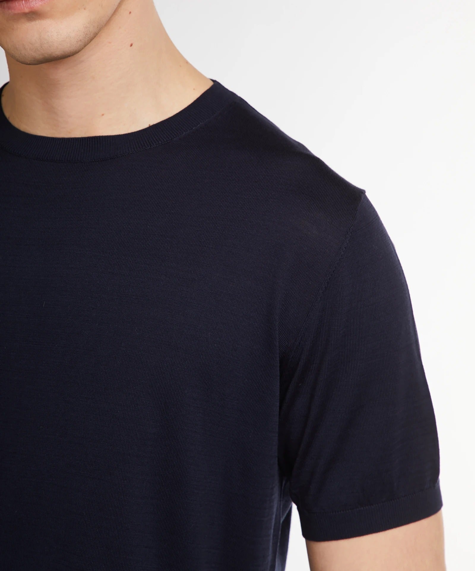 KANGRA Maglia Girocollo Seta Cotone-Blu