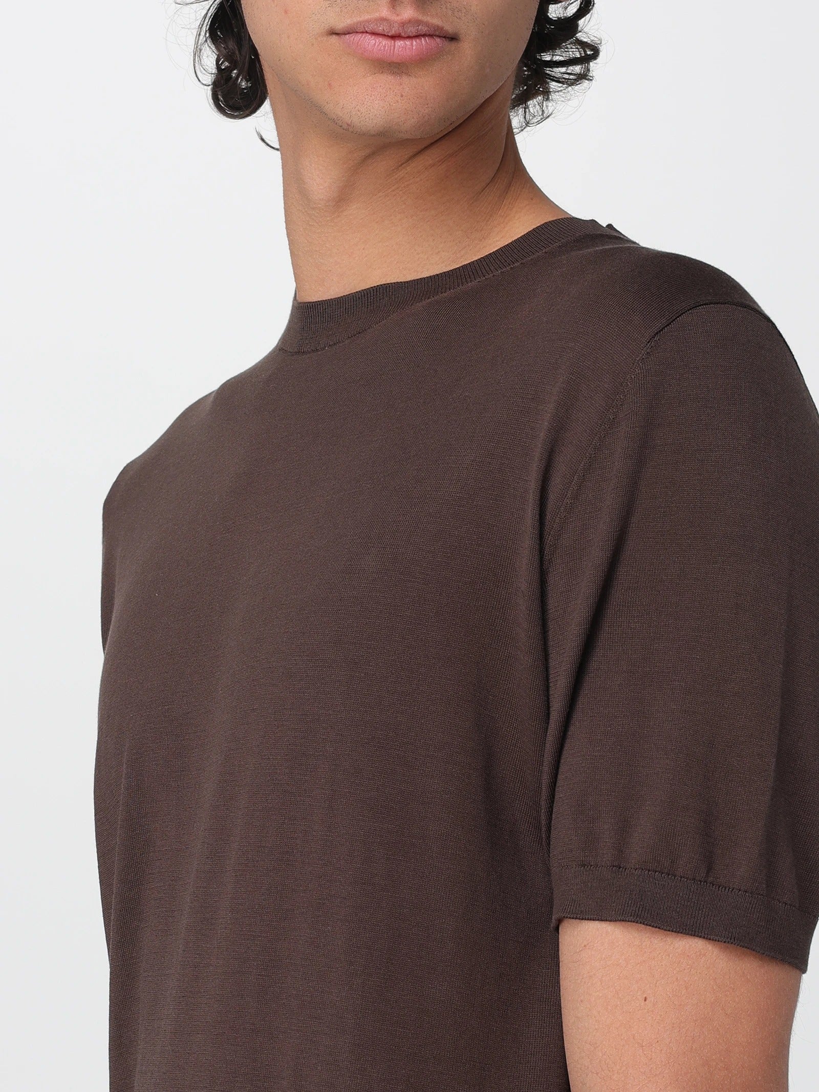 KANGRA Maglia Girocollo Seta Cotone-Ebano