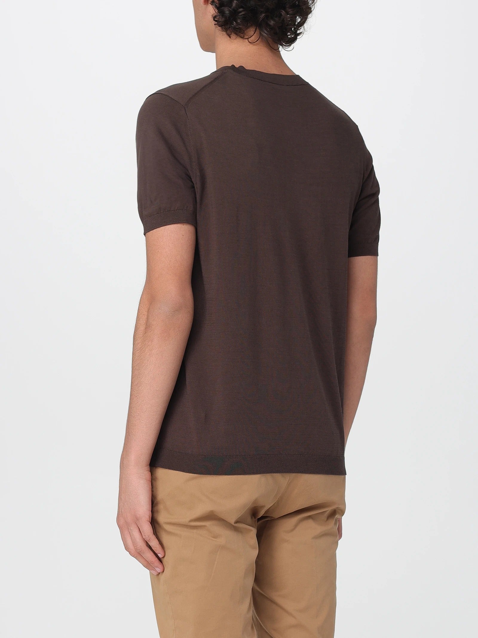 KANGRA Maglia Girocollo Seta Cotone-Ebano