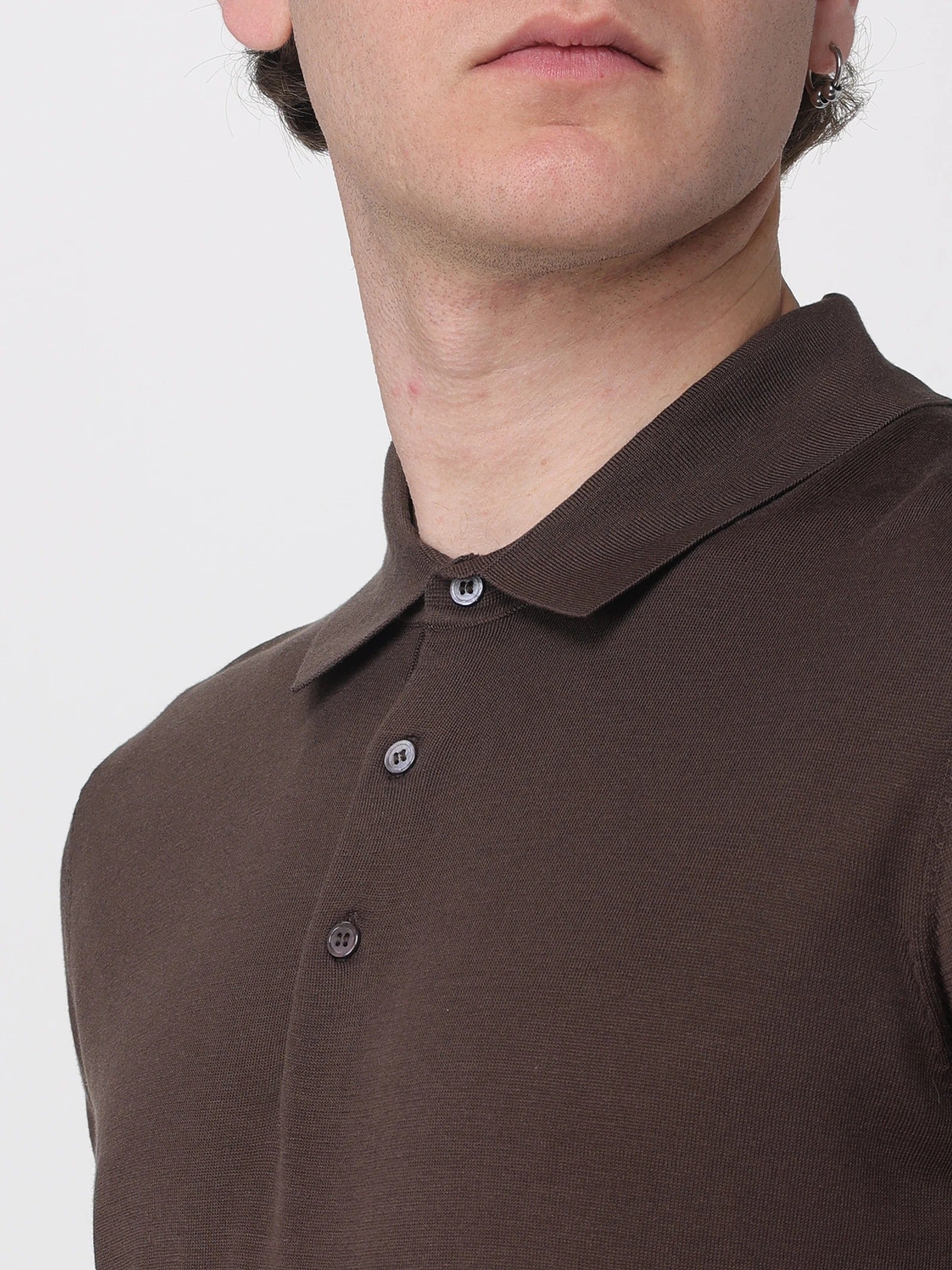 KANGRA Polo Uomo Maglia Cotone Seta-Ebano