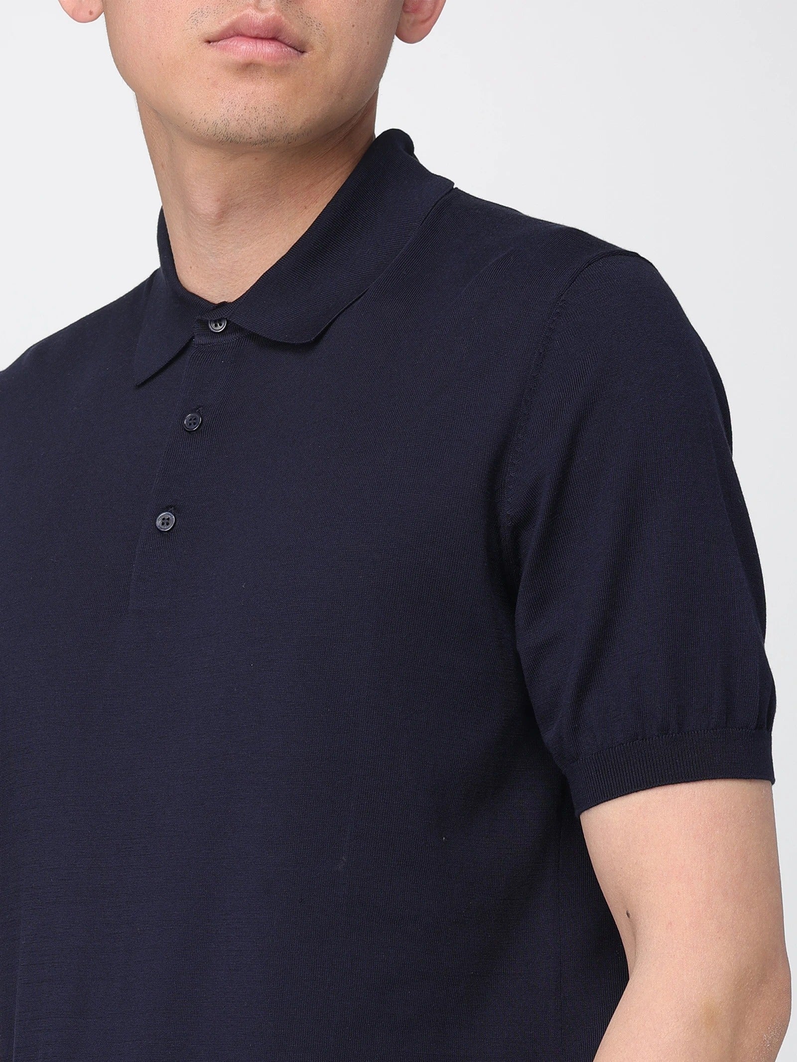KANGRA Polo Uomo Maglia Cotone Seta-Blu