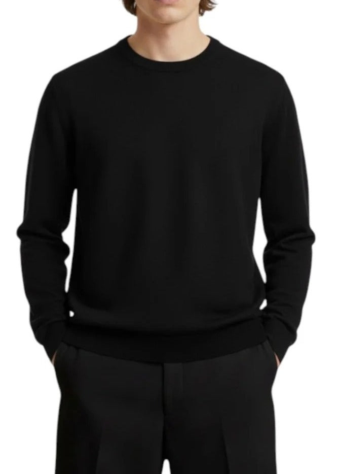 KANGRA Maglia Uomo Girocollo Cotone-Nero