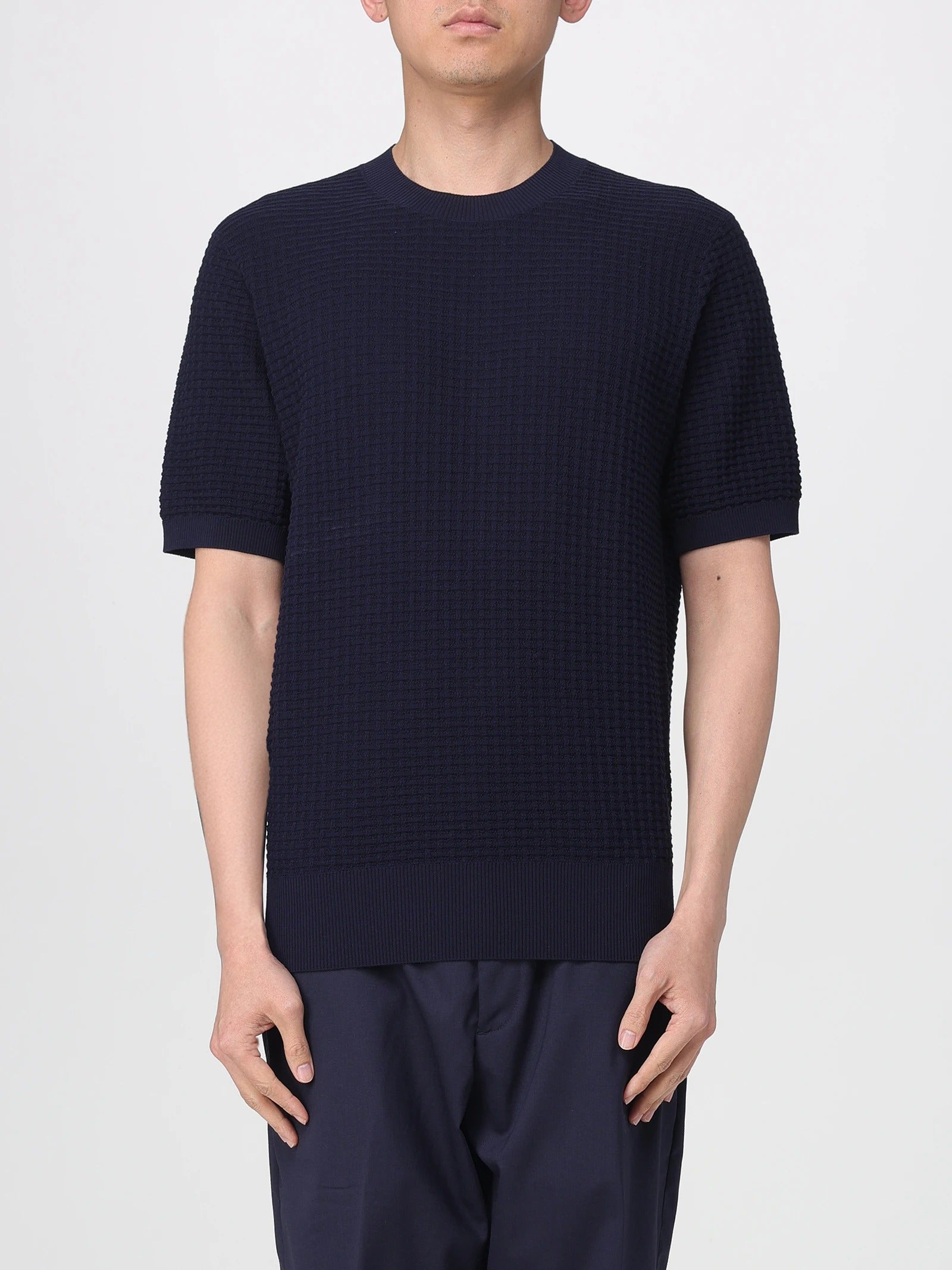 KANGRA Maglia Uomo Cotone Punto Alveare-Blu