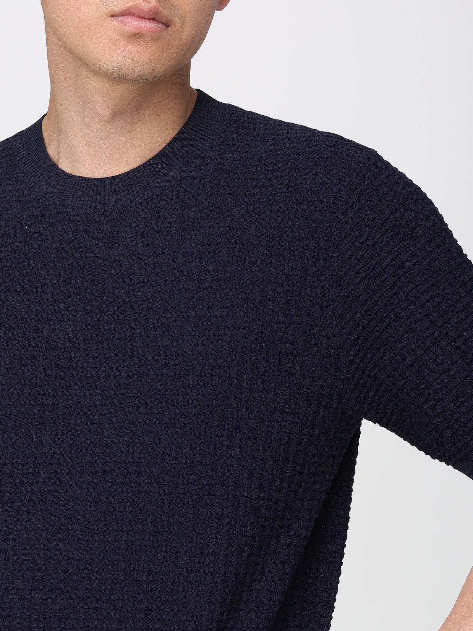 KANGRA Maglia Uomo Cotone Punto Alveare-Blu