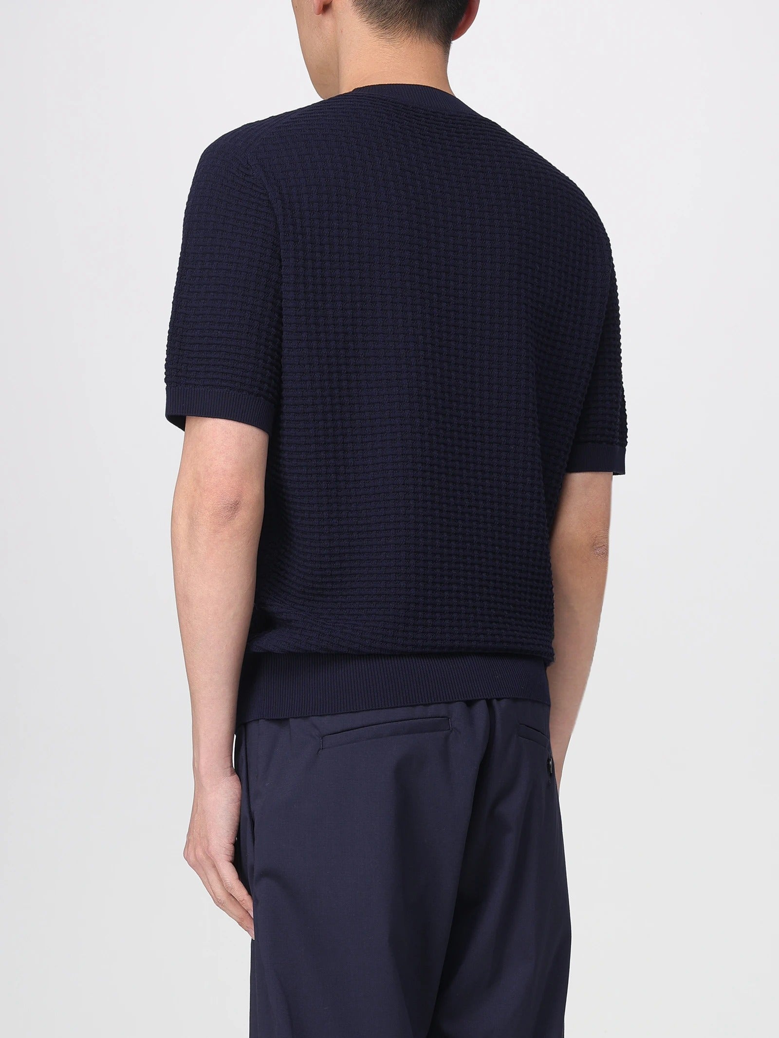 KANGRA Maglia Uomo Cotone Punto Alveare-Blu