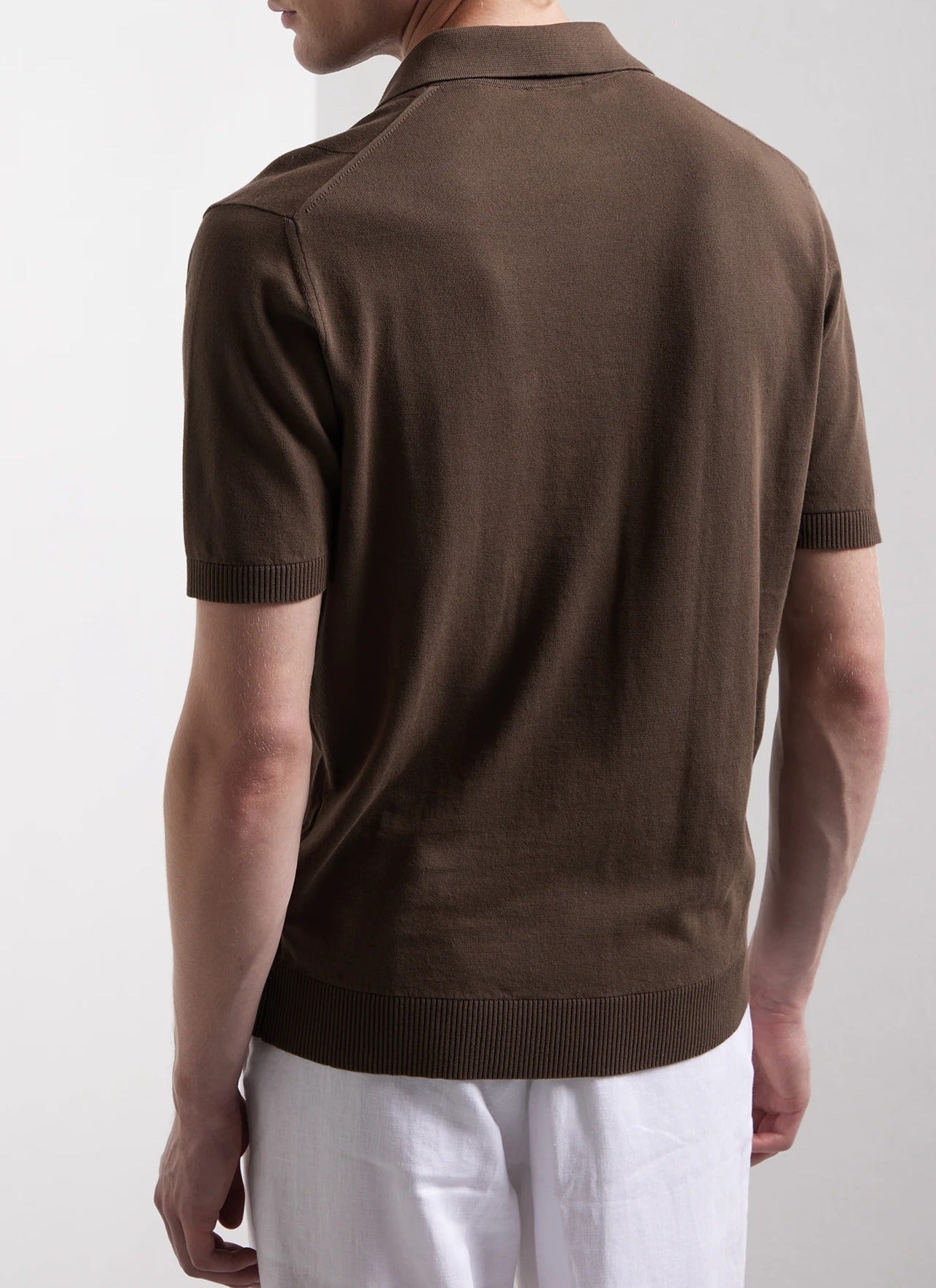 KANGRA Polo Uomo Cotone Coste Verticali-Caffè