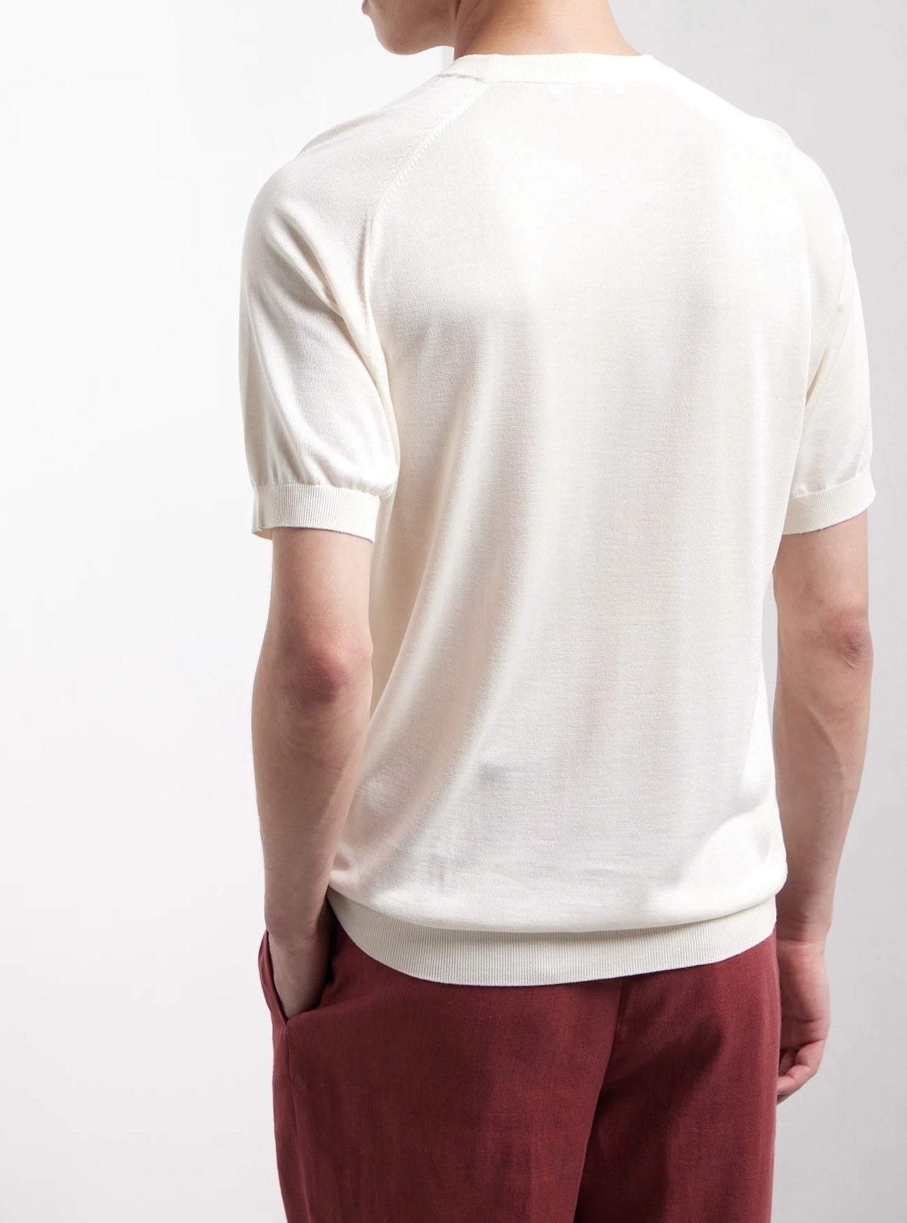KANGRA Maglia Uomo Girocollo Seta Cashmere-Avorio