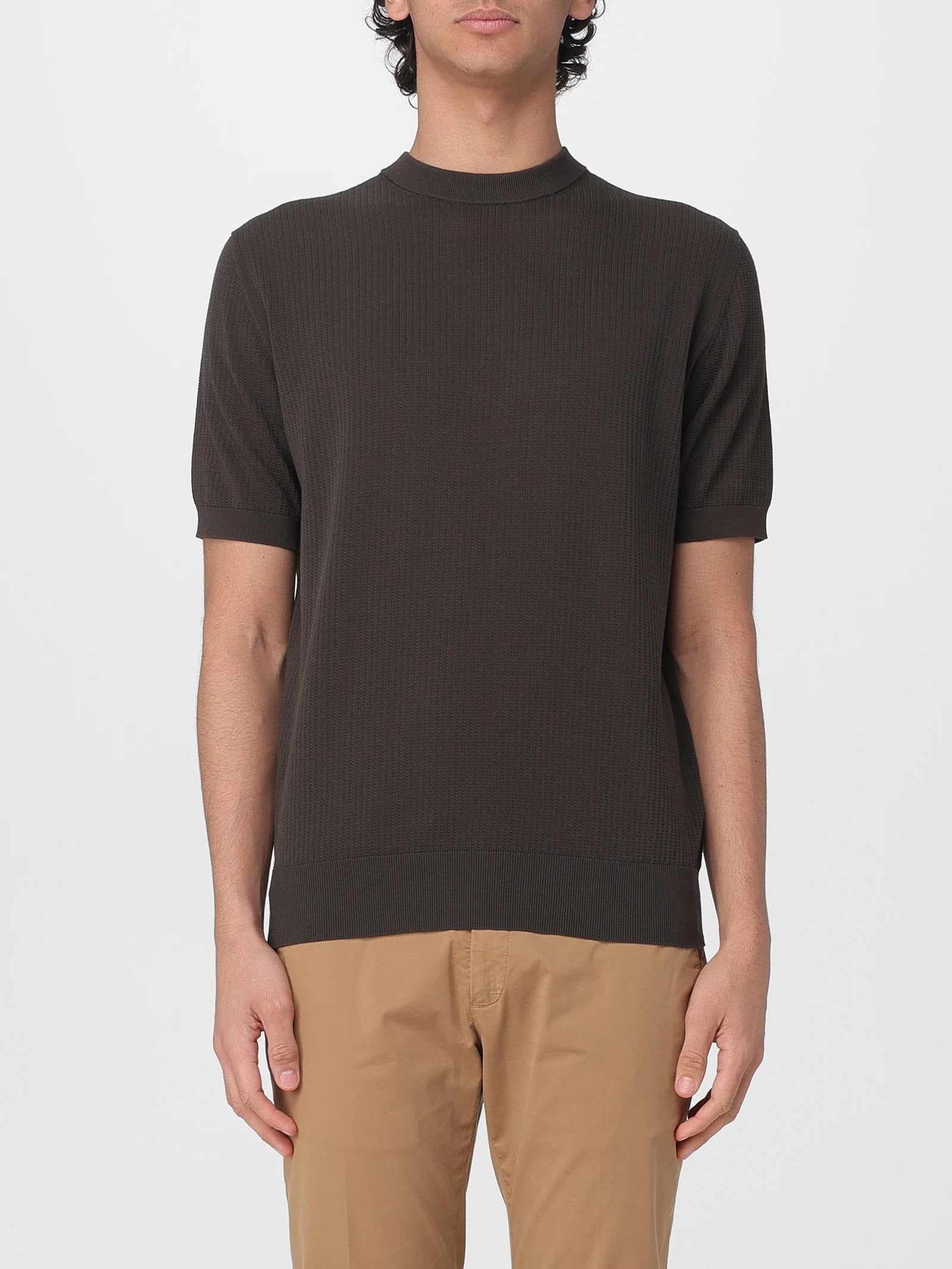 KANGRA Maglia Uomo Cotone Trecce Coste-Ebano