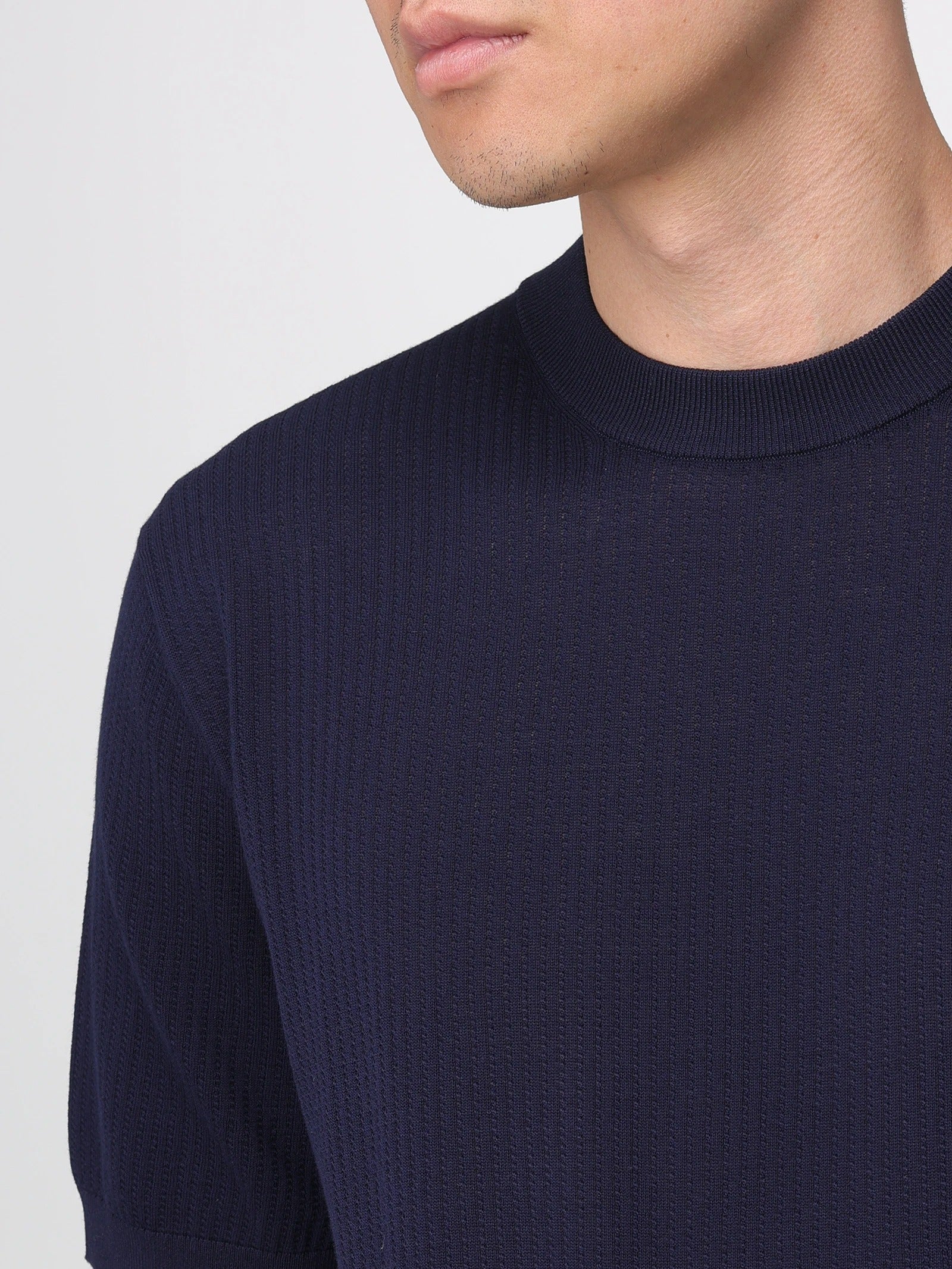 KANGRA Maglia Uomo Cotone Trecce Coste-Blu