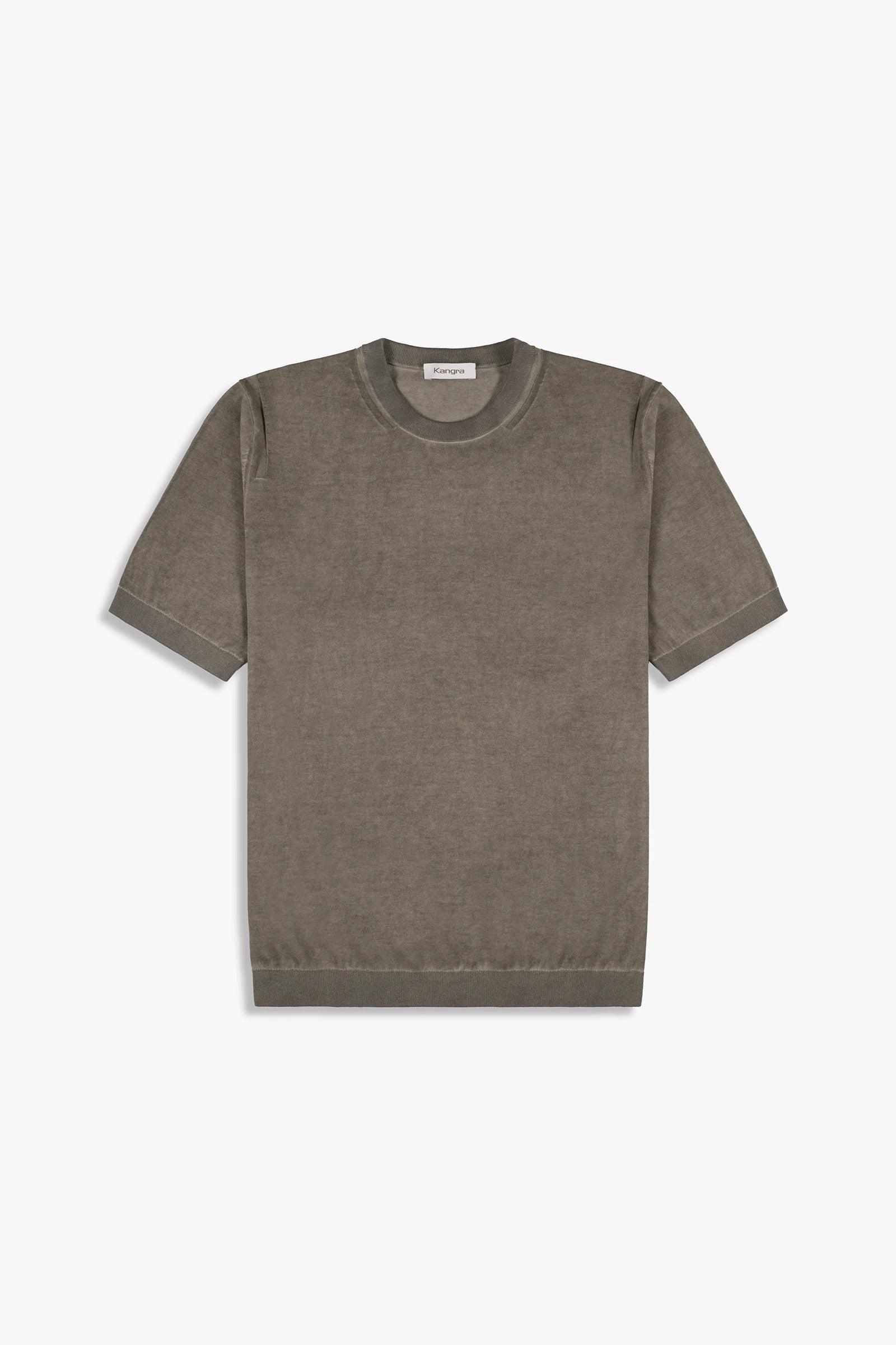 KANGRA Maglia Uomo Girocollo Cotone Trattamento Vintage-Nocciola