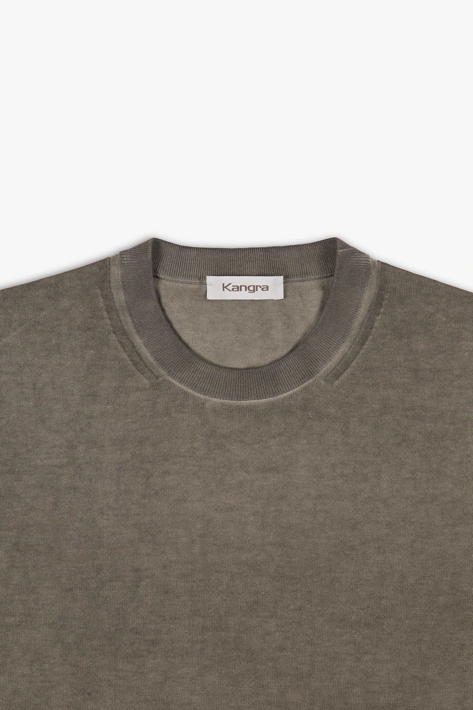 KANGRA Maglia Uomo Girocollo Cotone Trattamento Vintage-Nocciola