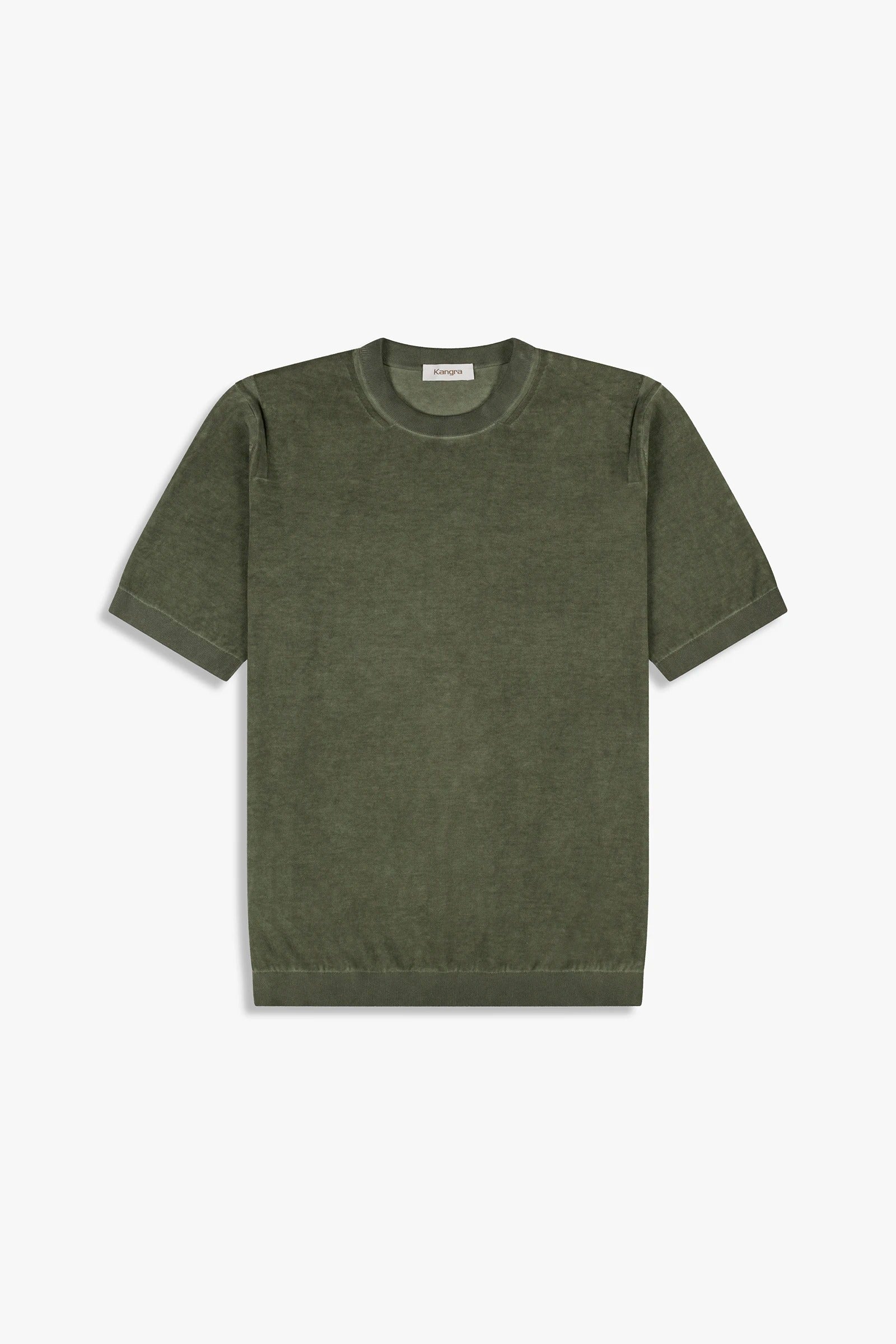 KANGRA Maglia Uomo Girocollo Cotone Trattamento Vintage-Salvia