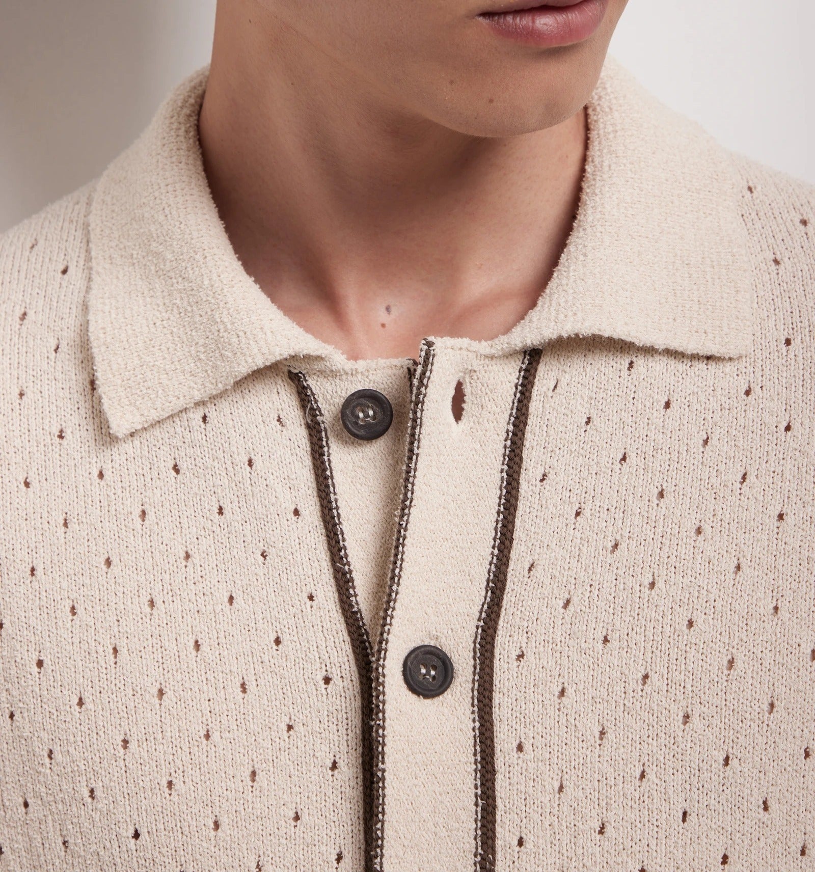 KANGRA Camicia Uomo Maglia Traforata-Burro