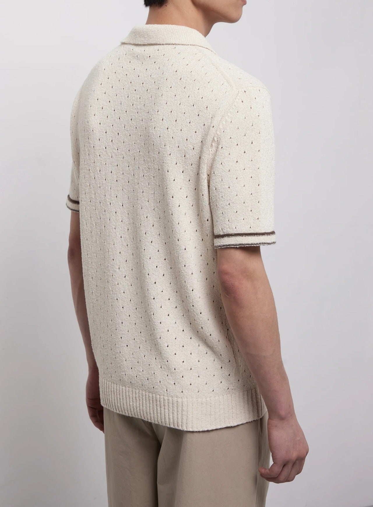 KANGRA Camicia Uomo Maglia Traforata-Burro