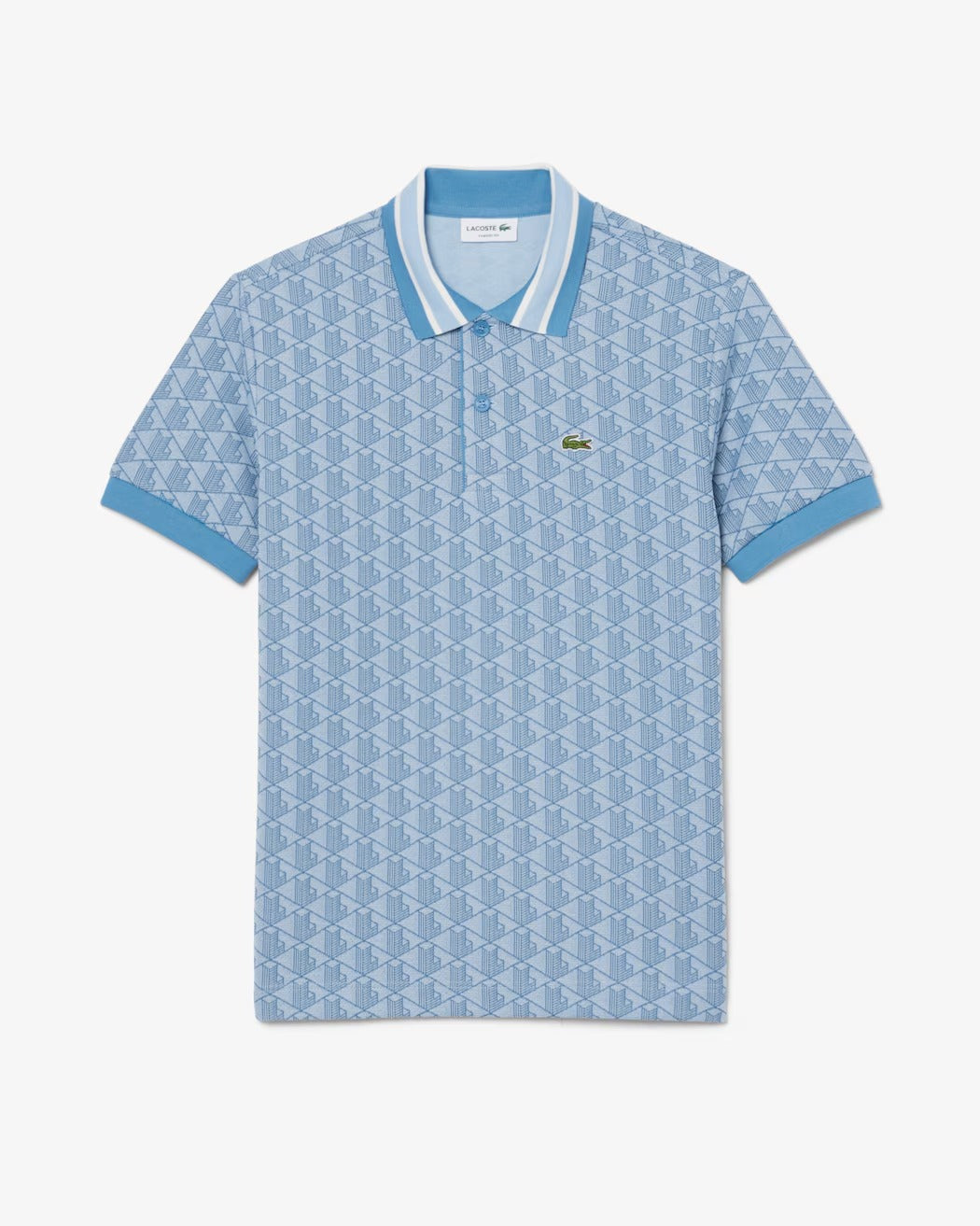 LACOSTE Polo Uomo Jacquard Monogram-Bleu Clair/Bleu
