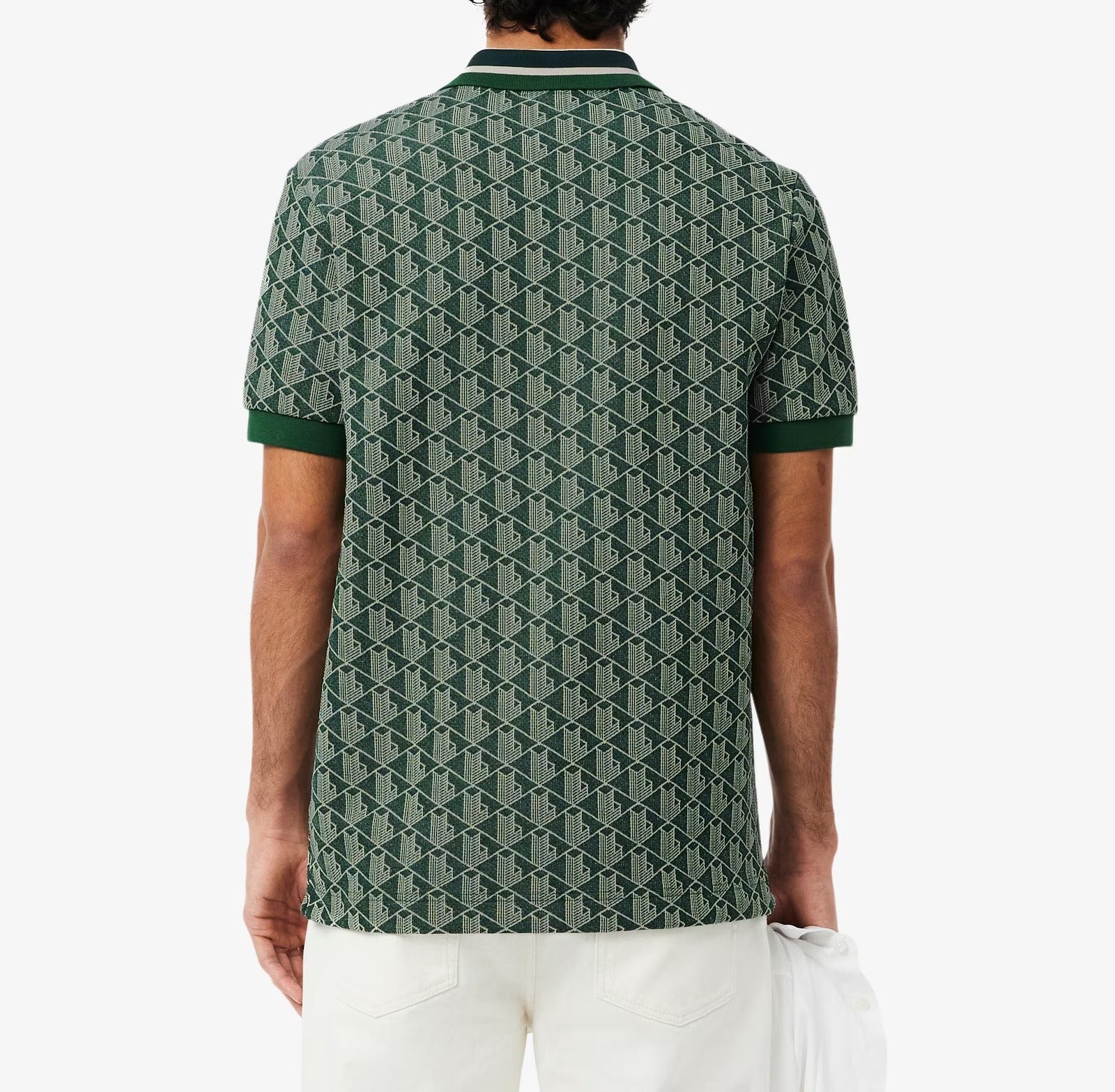 LACOSTE Polo Uomo Jacquard Monogram-Verde