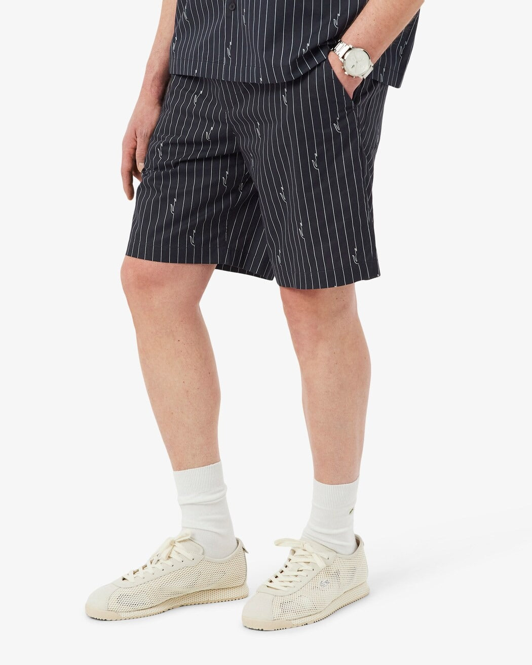 LACOSTE Shorts Uomo Twill Stampa-Noir/Blanc