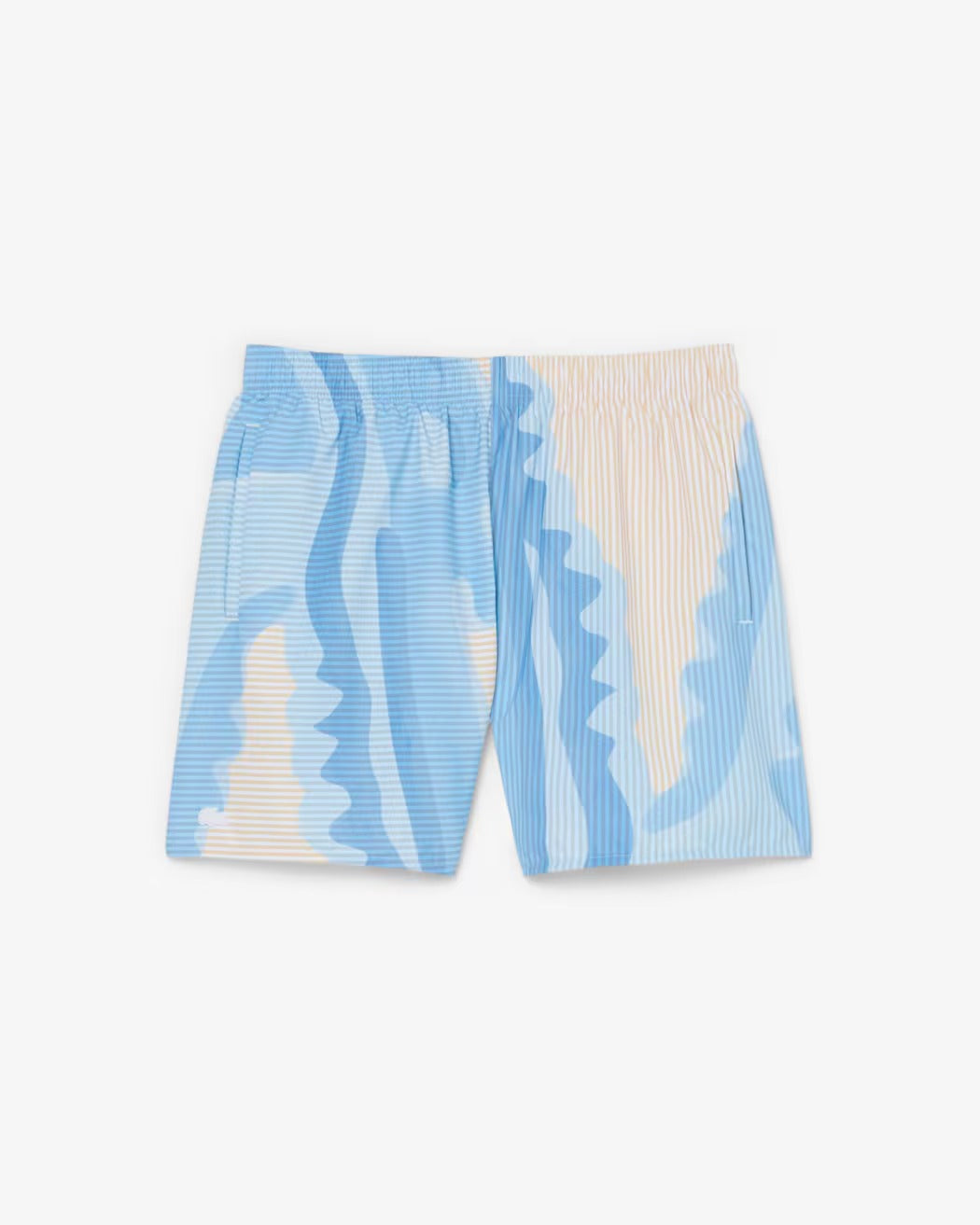 LACOSTE Costume Boxer Uomo Righe Stampa-Blanc/Beige