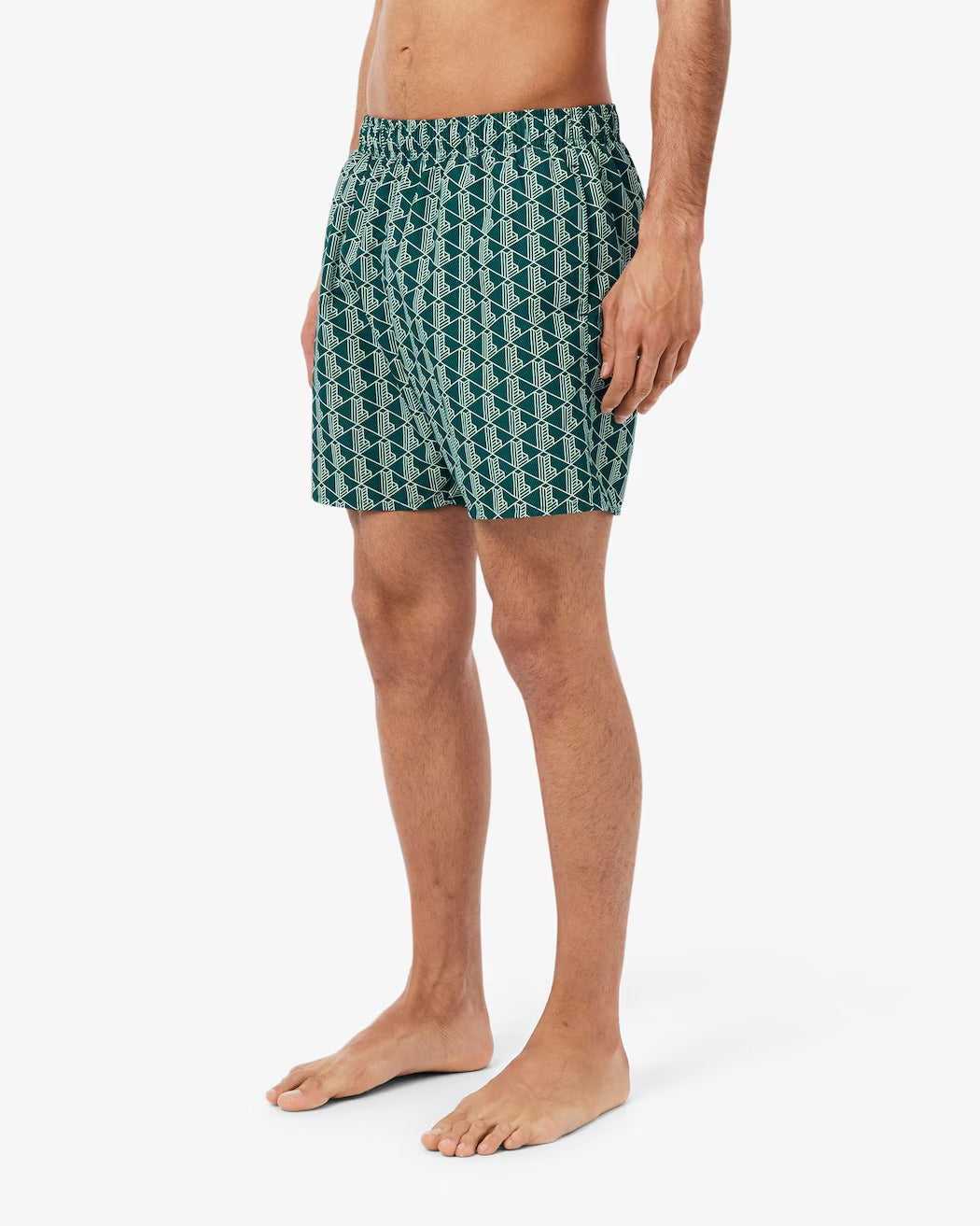 LACOSTE Costume Boxer Uomo Jacquard Monogram-Verde