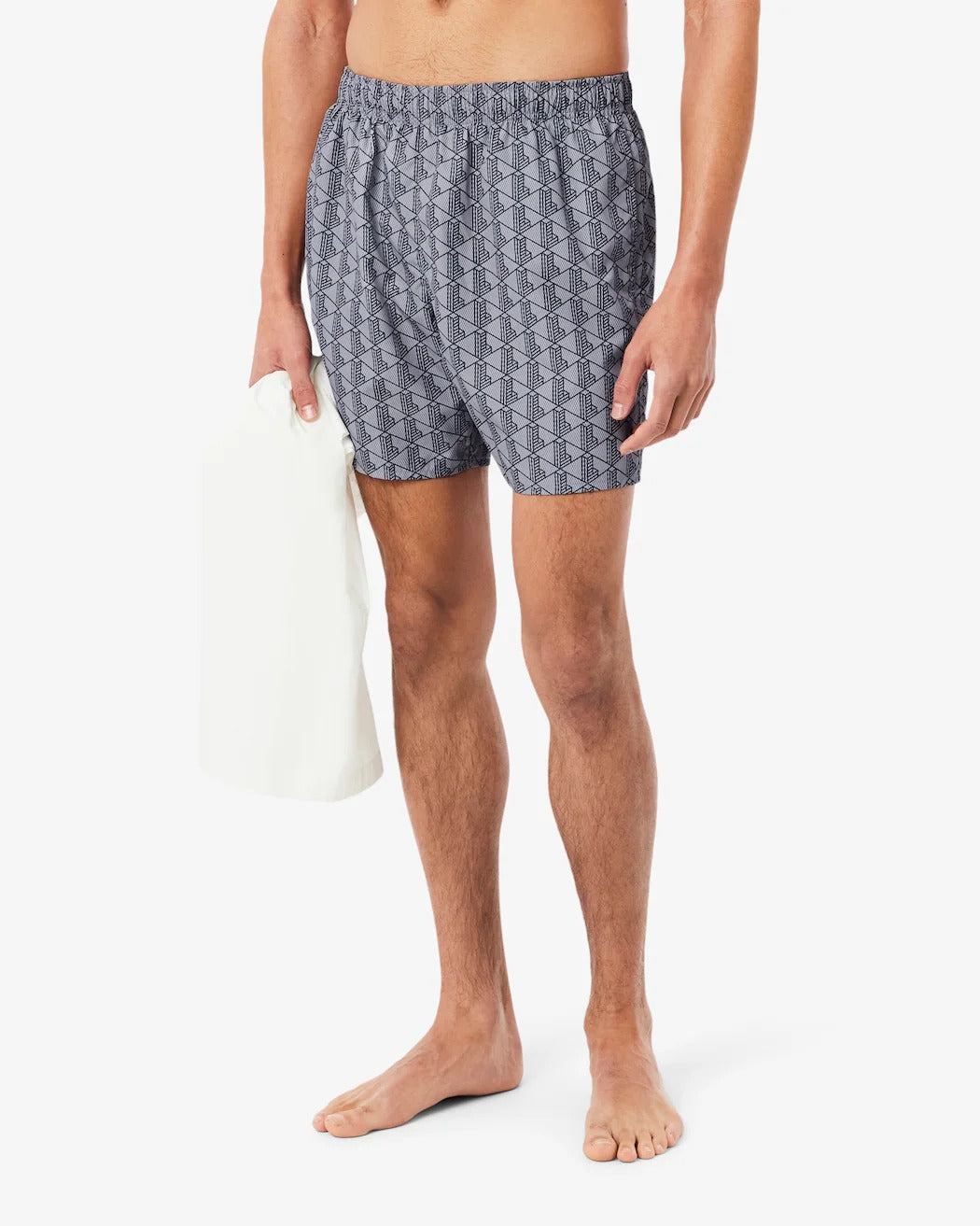 LACOSTE Costume Boxer Uomo Jacquard Monogram-Gris Fonce
