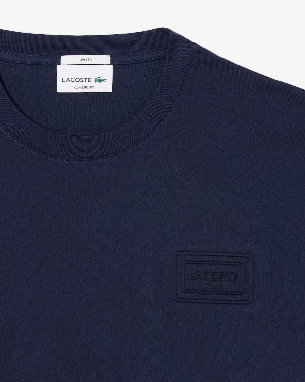 LACOSTE T-Shirt Unisex Jersey Cotone Logo Rilievo-Blu Navy