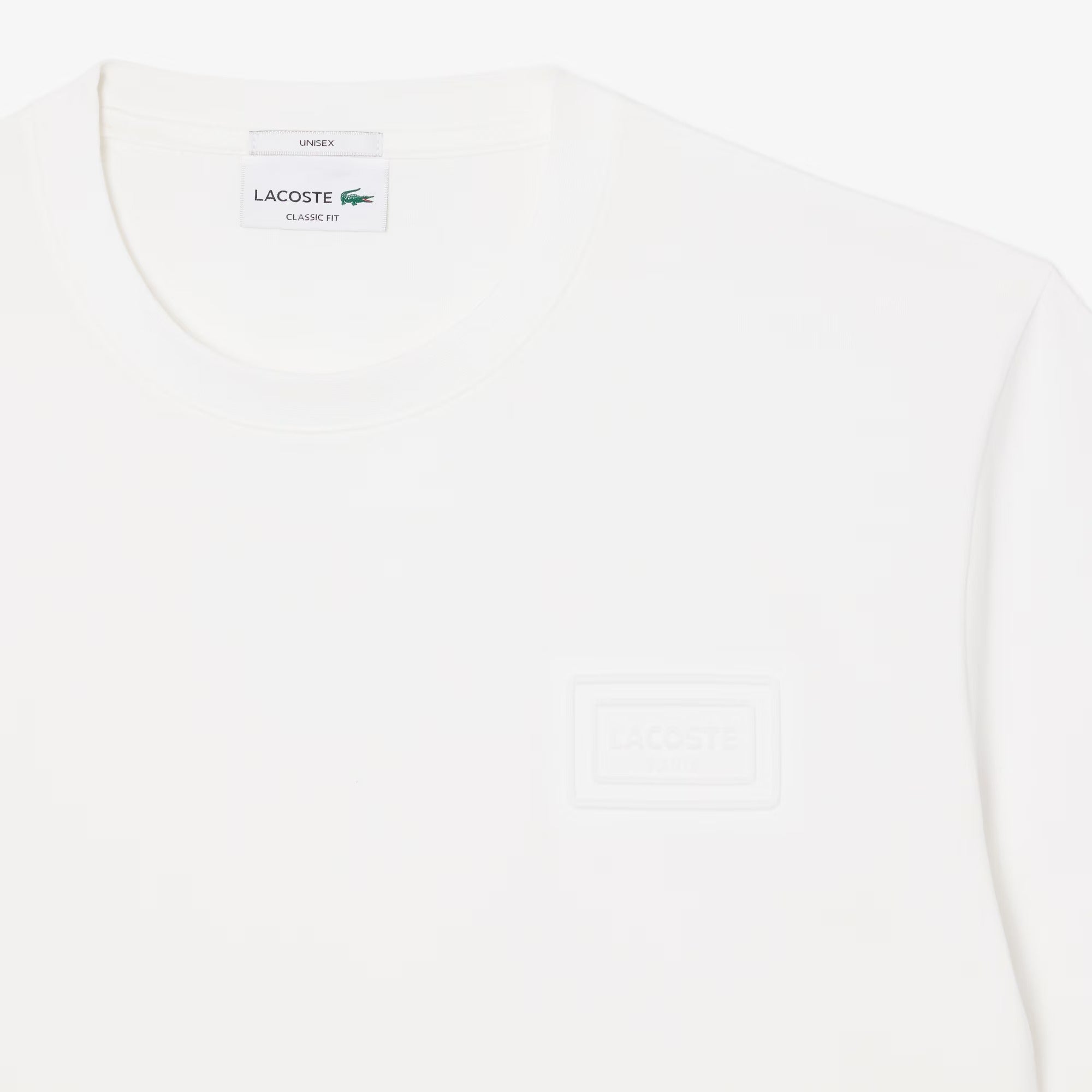 LACOSTE T-Shirt Unisex Jersey Cotone Logo Rilievo-Bianco