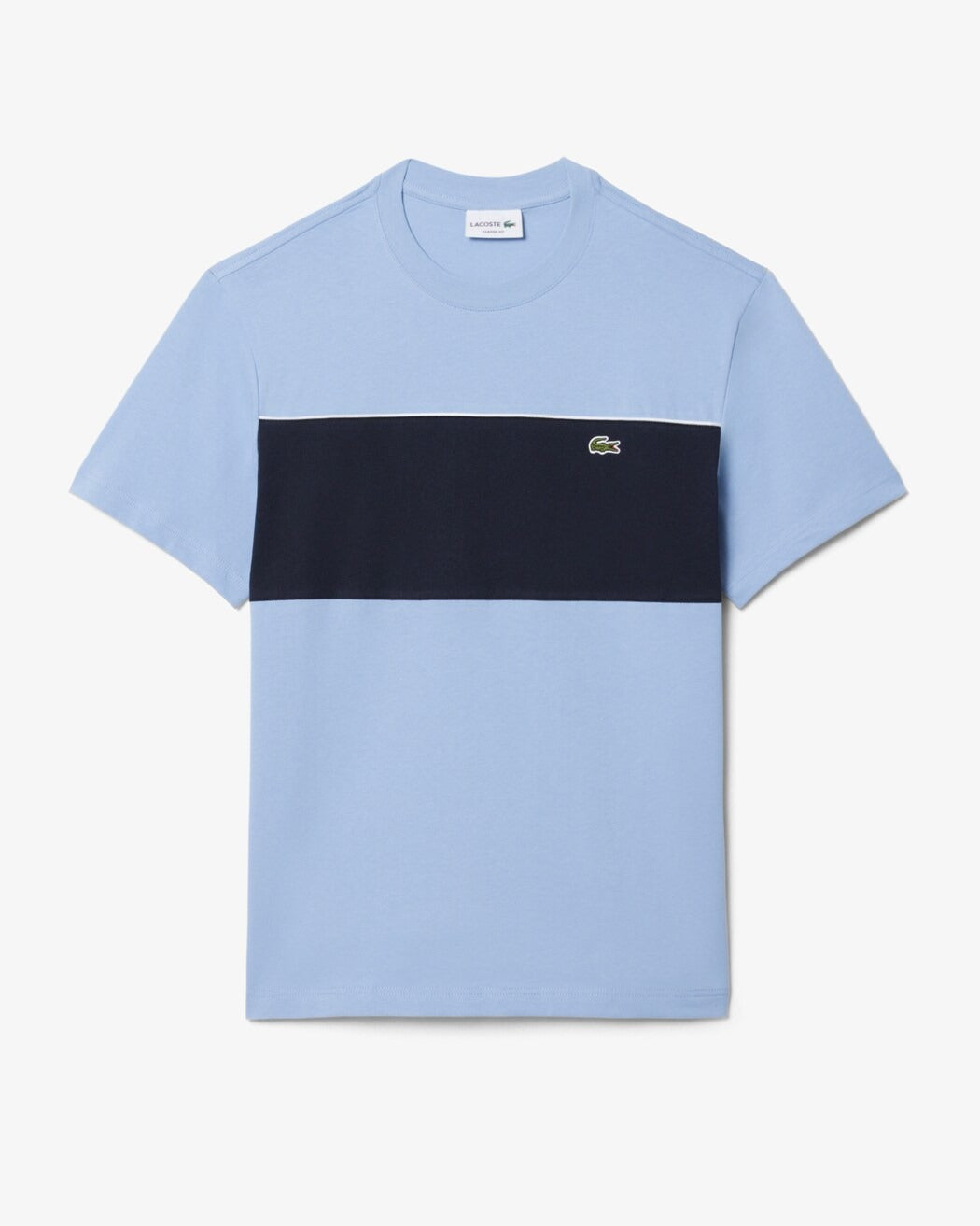 LACOSTE T-Shirt Uomo Cotone Color Block-Bleu Clair