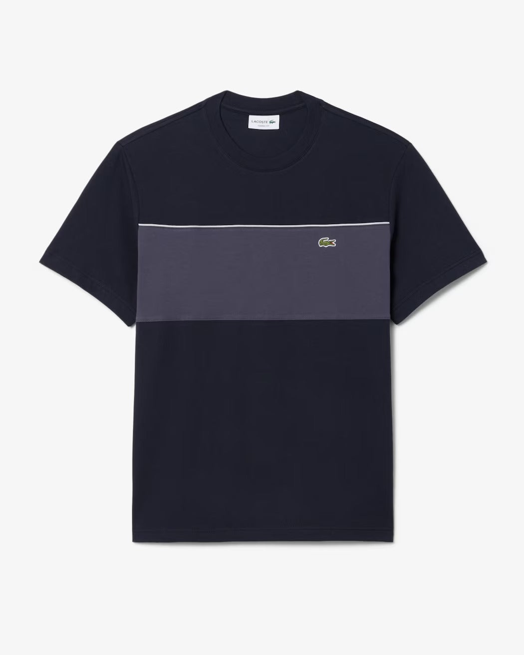LACOSTE T-Shirt Uomo Cotone Color Block-Noir/Gris Fonce