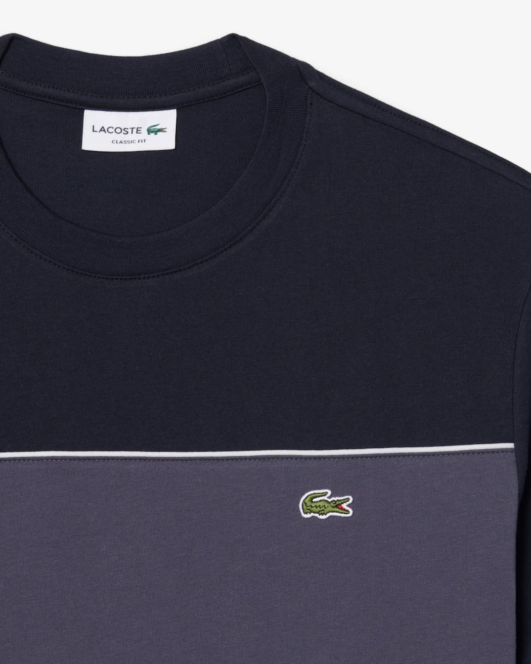 LACOSTE T-Shirt Uomo Cotone Color Block-Noir/Gris Fonce