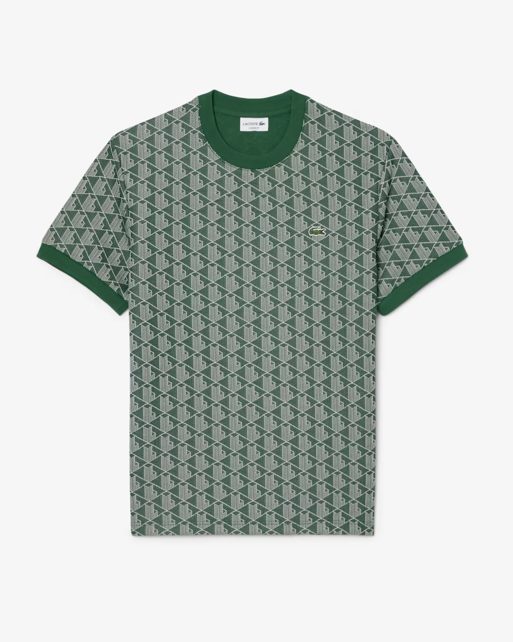 LACOSTE T-Shirt Uomo Jacquard Monogram-Verde